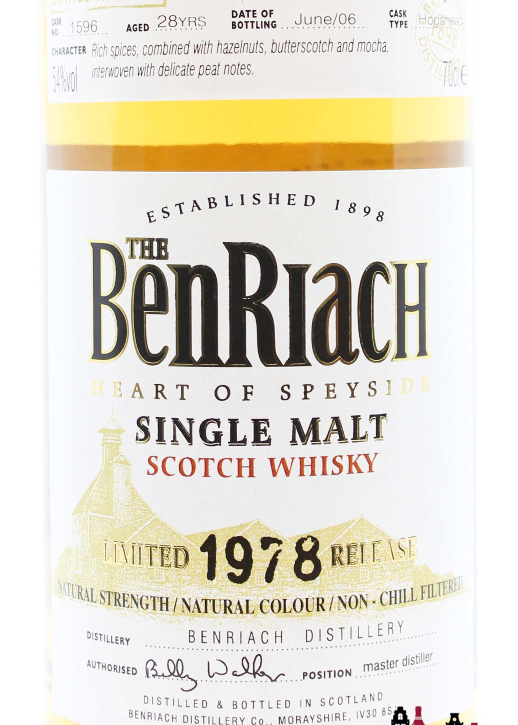 BenRiach BenRiach 28 Years Old 1978 2006 - Limited Release - Single Cask Bottling Batch 3 - Cask 1596 54% (1 Of 201)