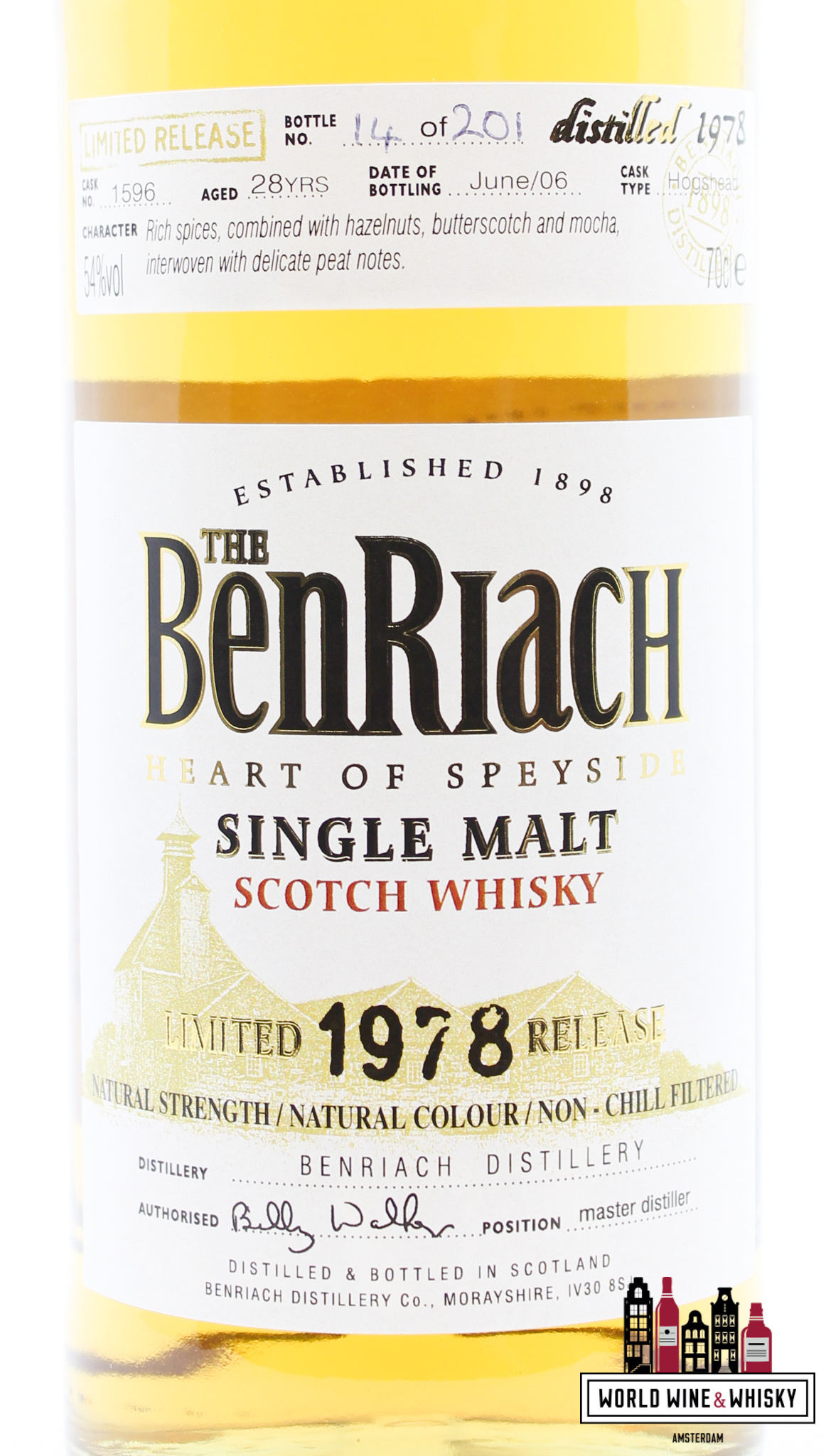 BenRiach BenRiach 28 Years Old 1978 2006 - Limited Release - Single Cask Bottling Batch 3 - Cask 1596 54% (1 Of 201)