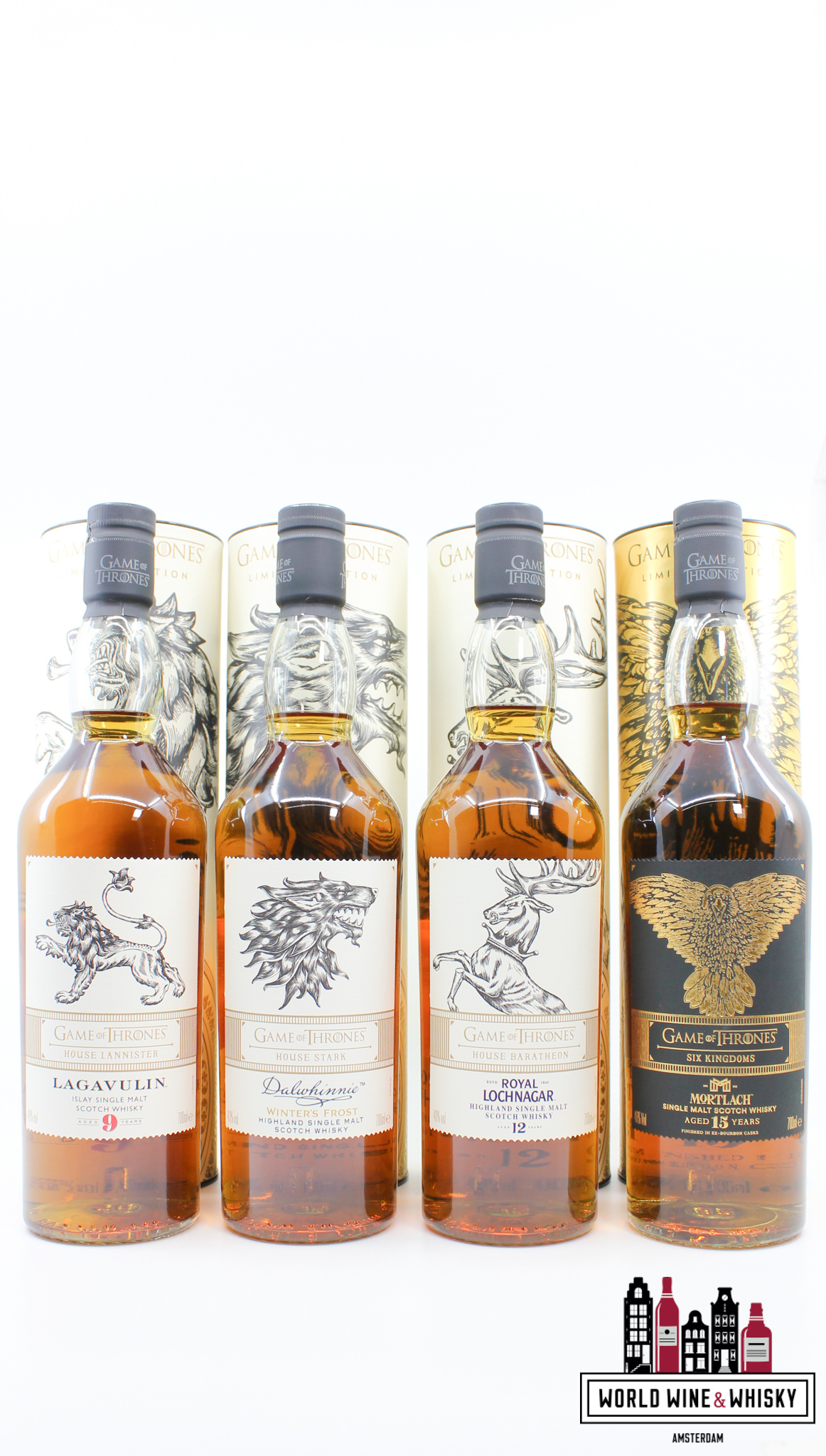 Lagavulin Full set Game of Thrones - Lagavulin, Clynelish, Talisker, Oban, Dalwhinnie, Singleton, Cardhu, Royal Lochnagar, Mortlach & Johnnie Walker (12 bottles)