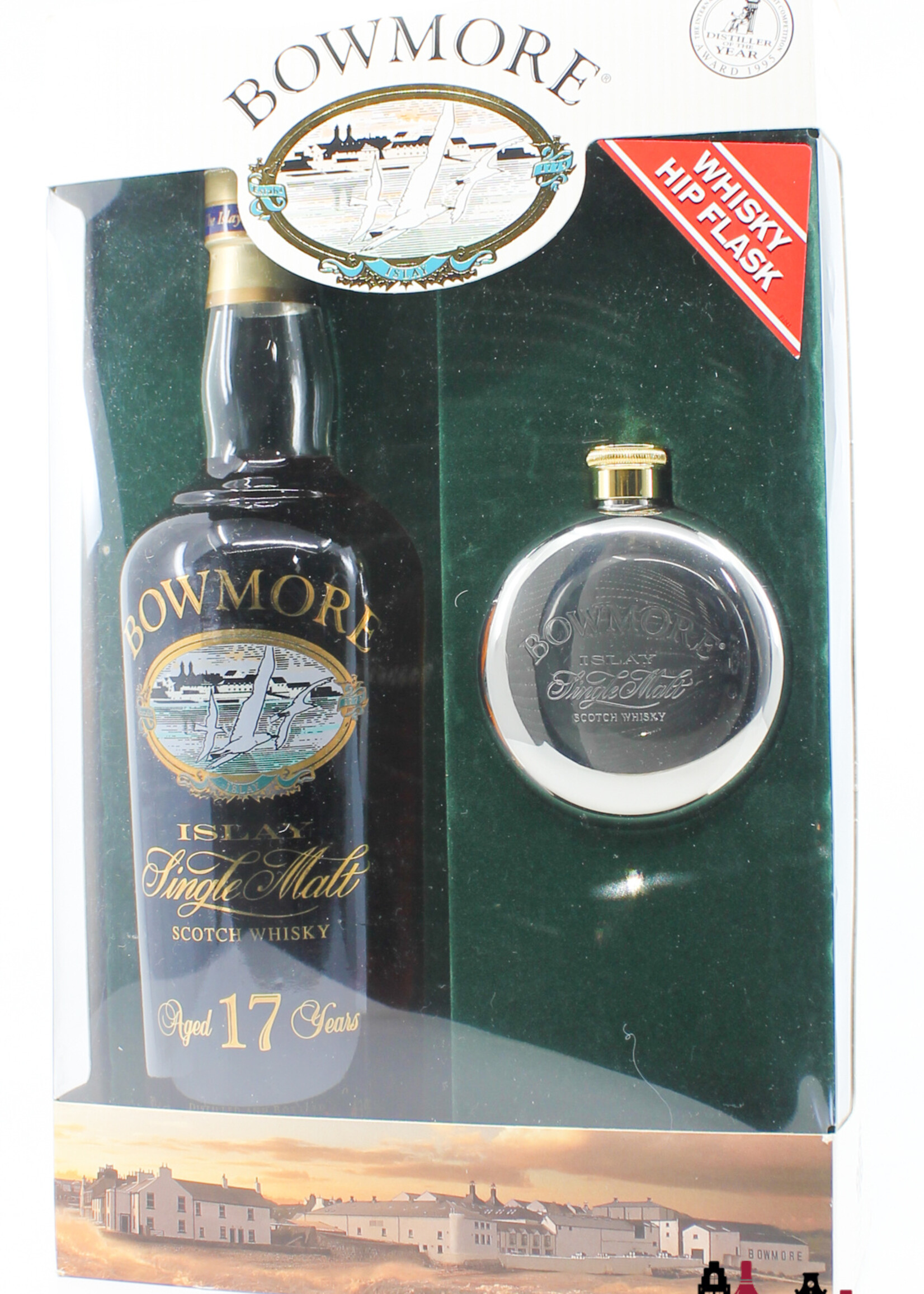 Bowmore Bowmore 17 Years Old - Whisky Hip Flask Gift Set - Glass Printed Label 43%