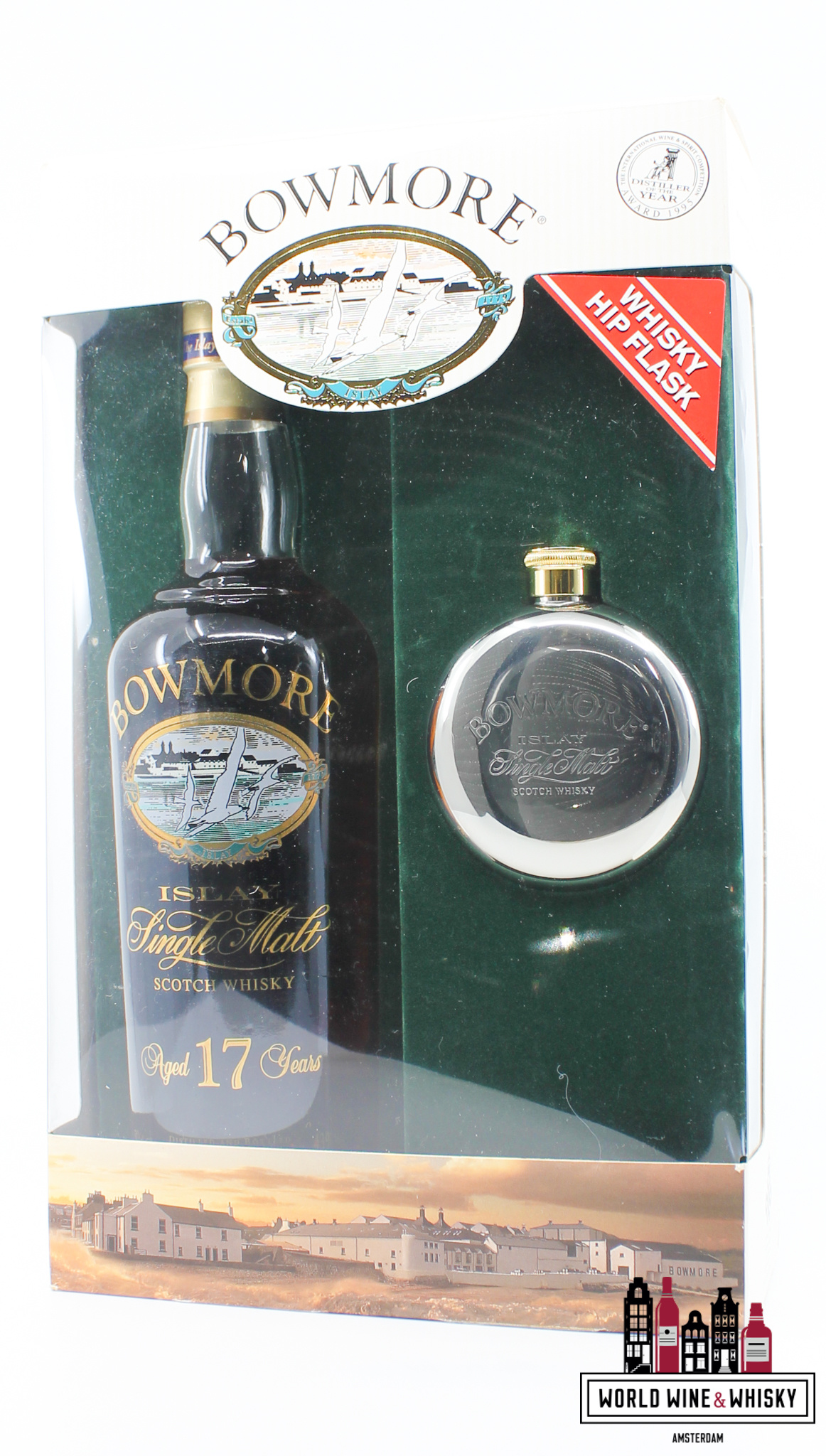 Bowmore Bowmore 17 Years Old - Whisky Hip Flask Gift Set - Glass Printed Label 43%