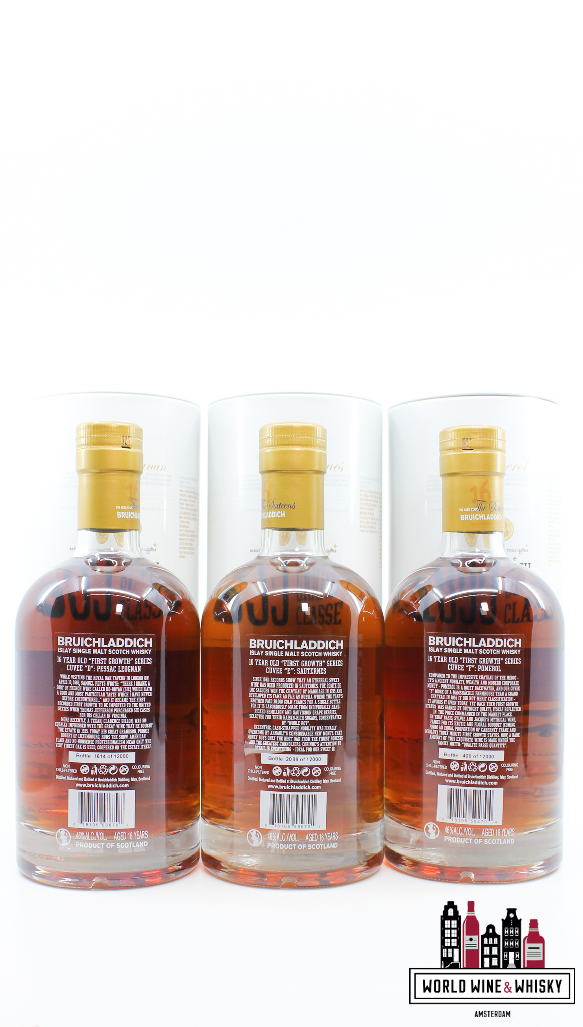 Bruichladdich Bruichladdich 16 Years Old 2008 - Cuvee A, B, C, D, E & F Series - First Growth Series The Sixteens (full set)