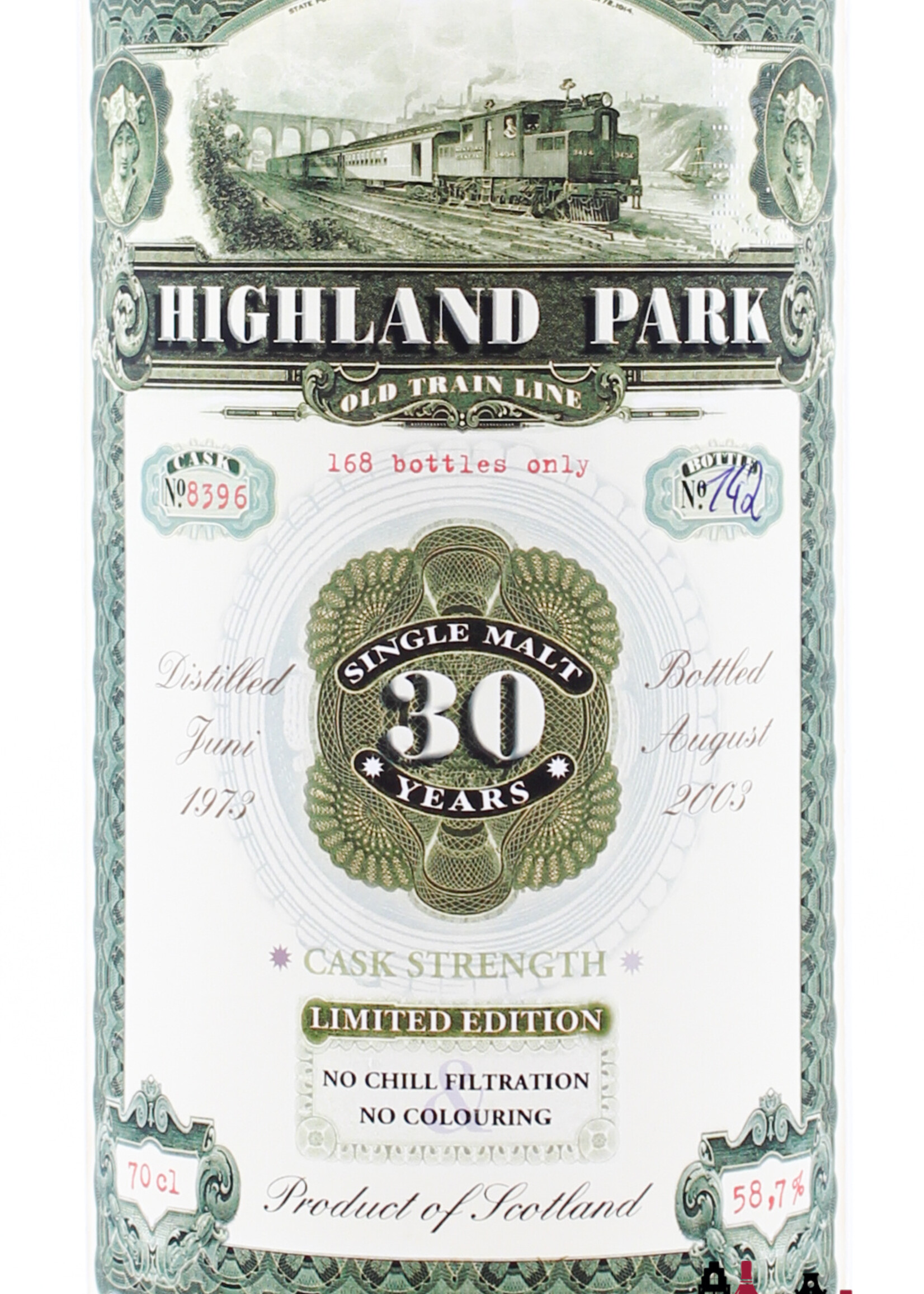 Highland Park Highland Park 30 Years Old 1973 2003 - Old Train Line - Jack Wiebers Whisky World - Cask 8396 58.7% (1 of 168)