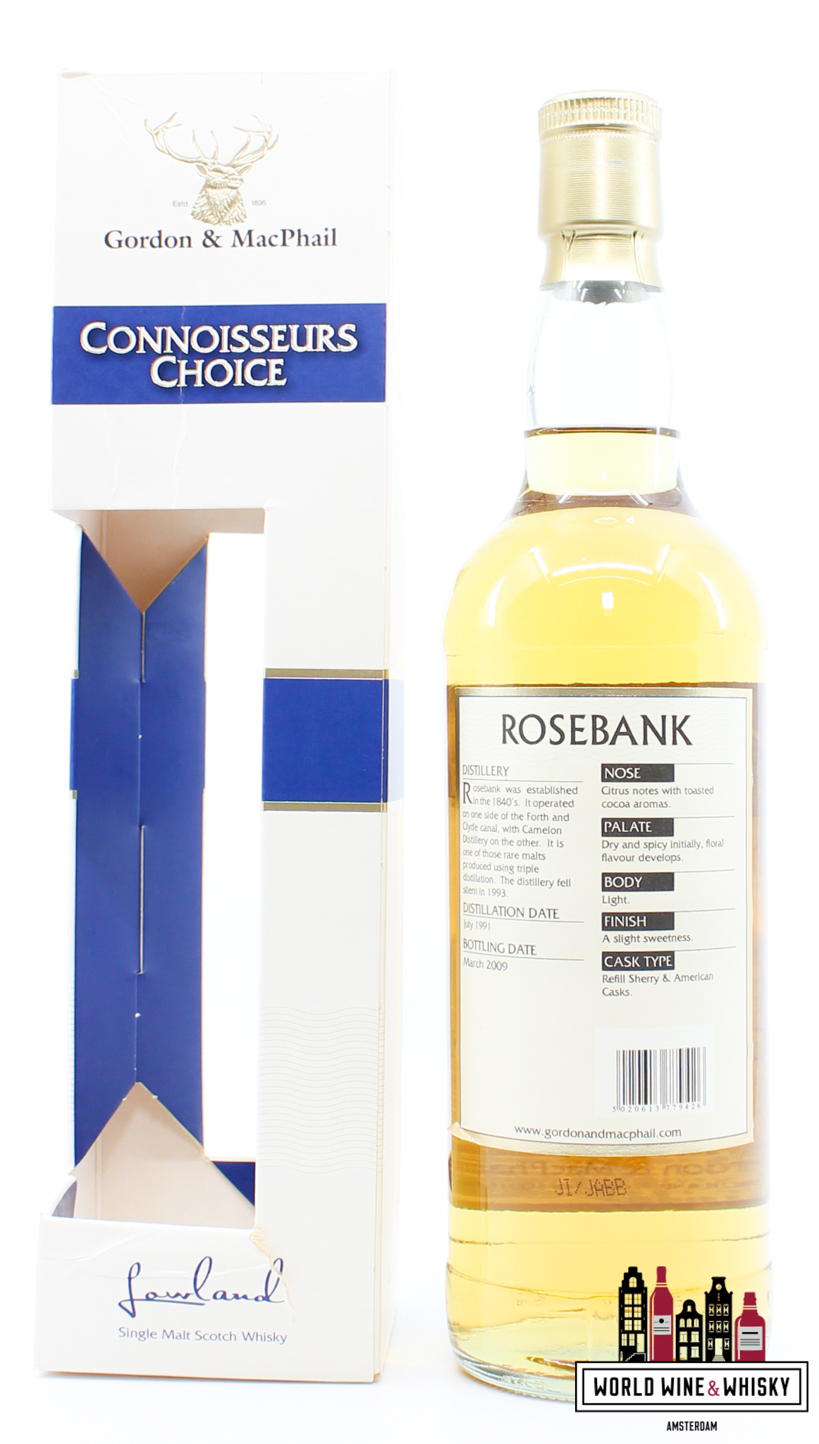 Rosebank Rosebank 1991 2009 Gordon & MacPhail – Connoisseurs Choice 43% (Closed Distillery)