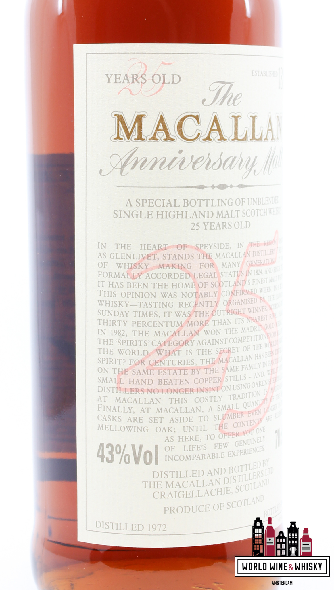 Macallan Macallan 25 Years Old 1972 1998 - The Anniversary Malt 43% 700ml (in OWC)