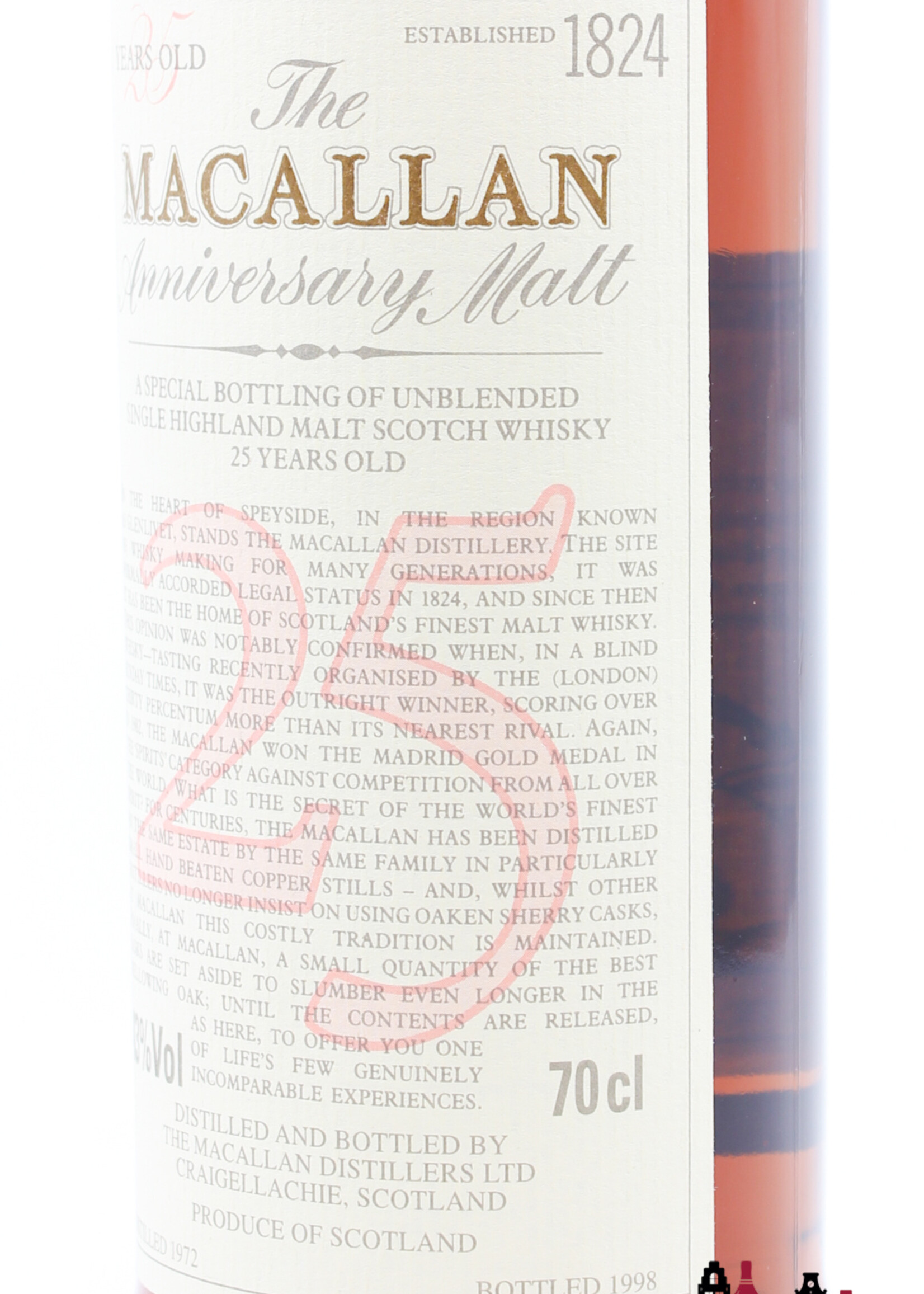The Macallan Macallan 25 Years Old 1972 1998 - The Anniversary Malt 43% 700ml (in OWC)