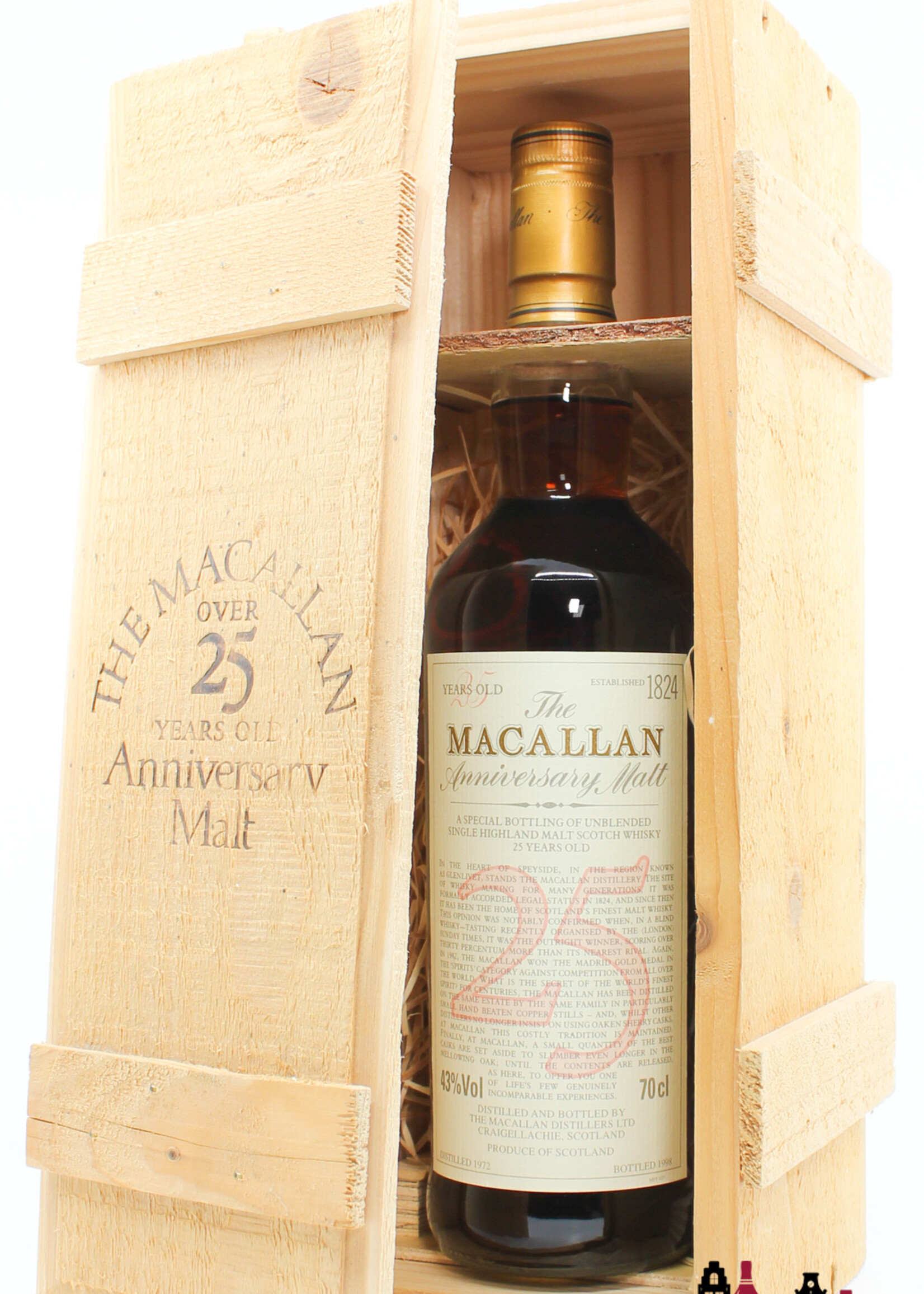 The Macallan Macallan 25 Years Old 1972 1998 - The Anniversary Malt 43% 700ml (in OWC)