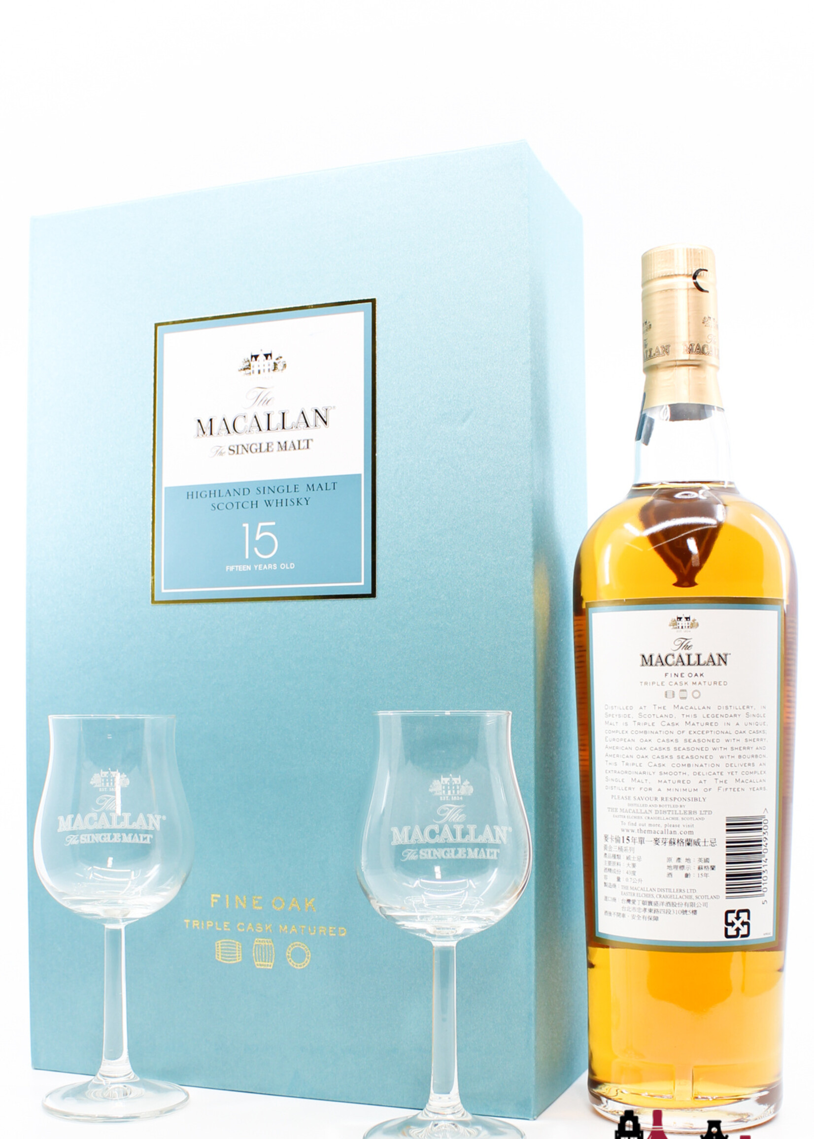 The Macallan Macallan 15 Years Old - Fine Oak - Triple Cask Matured 43% (Giftset from Taiwan)
