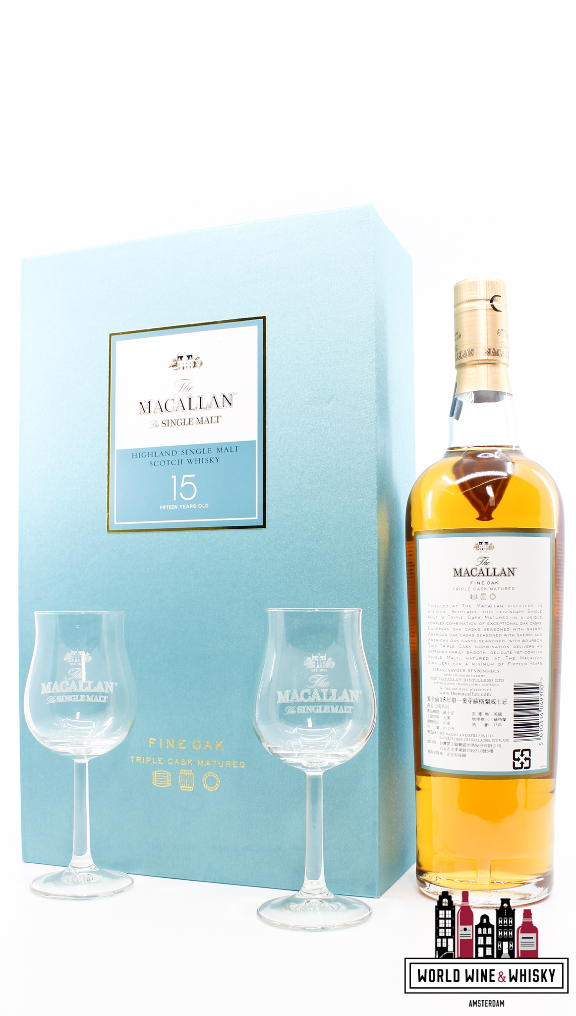 The Macallan Macallan 15 Years Old - Fine Oak - Triple Cask Matured 43% (Giftset from Taiwan)