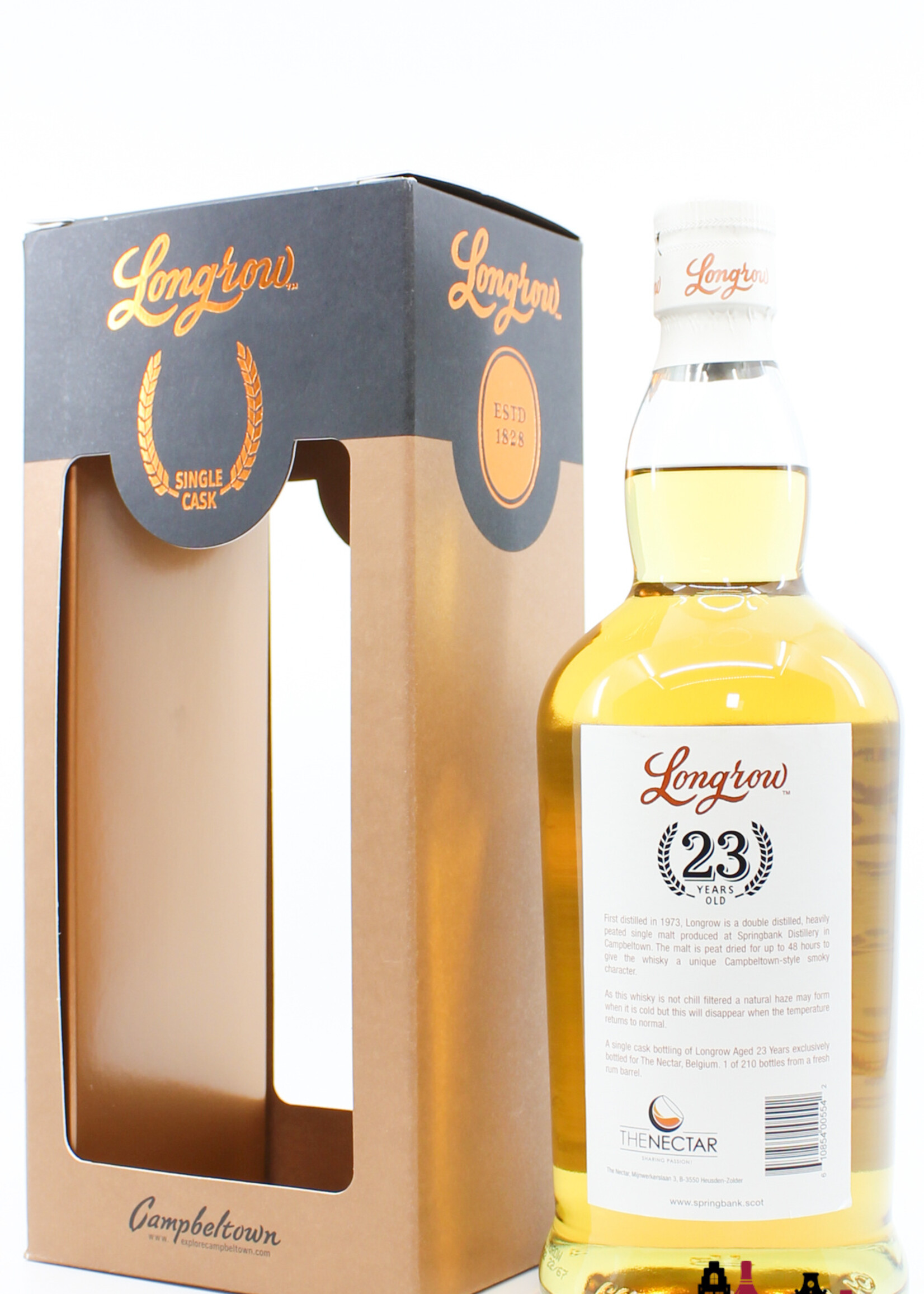 Springbank Longrow 23 Years Old 2022 - Single Cask - Limited Edition - The Nectar, Belgium (Springbank) 43.4% (1 of 210)