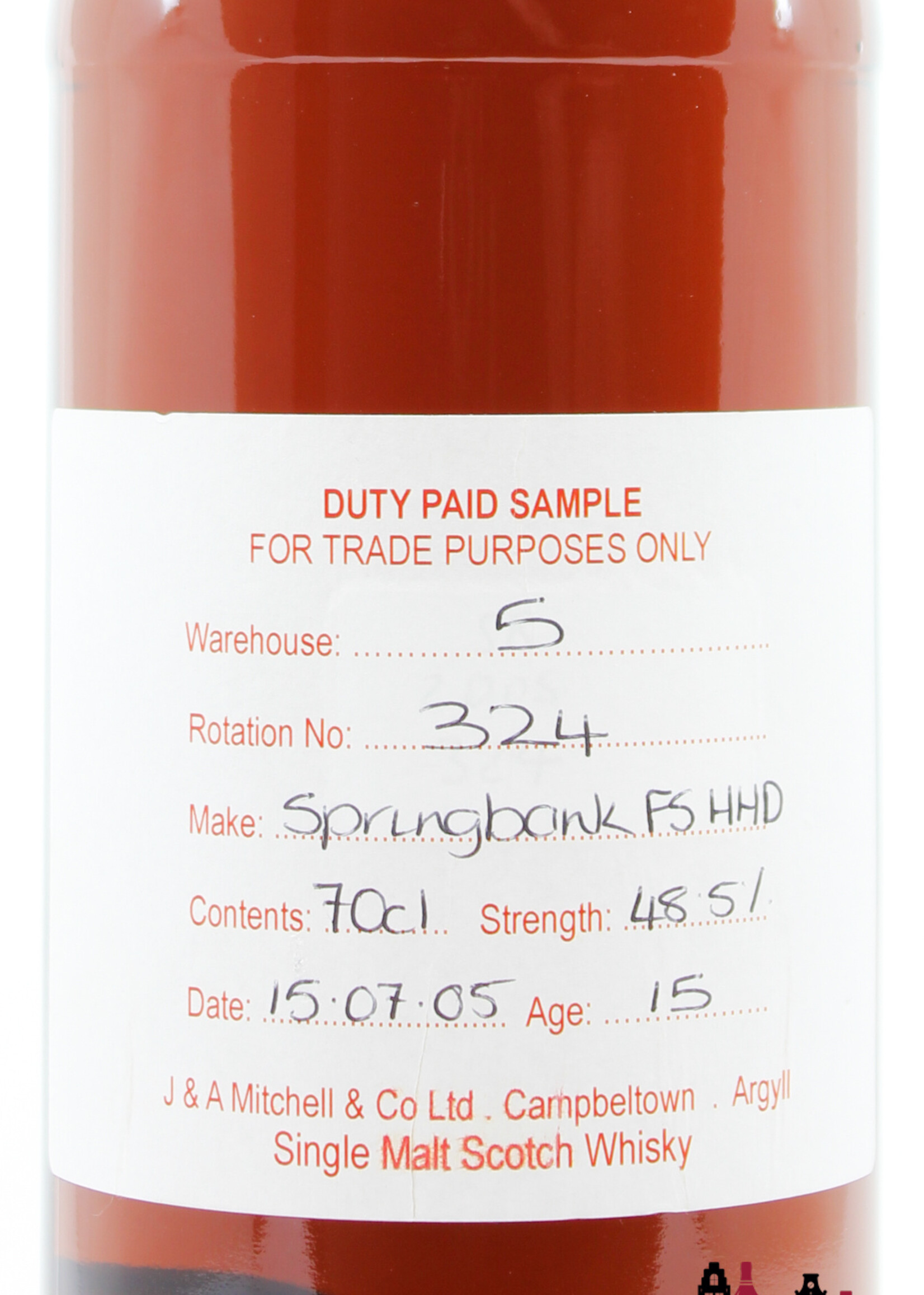 Springbank Springbank 15 Years Old 2005 2021 -  Duty Paid Sample - For Trade Purposes Only - Warehouse 5 - Rotation 324 48.5%