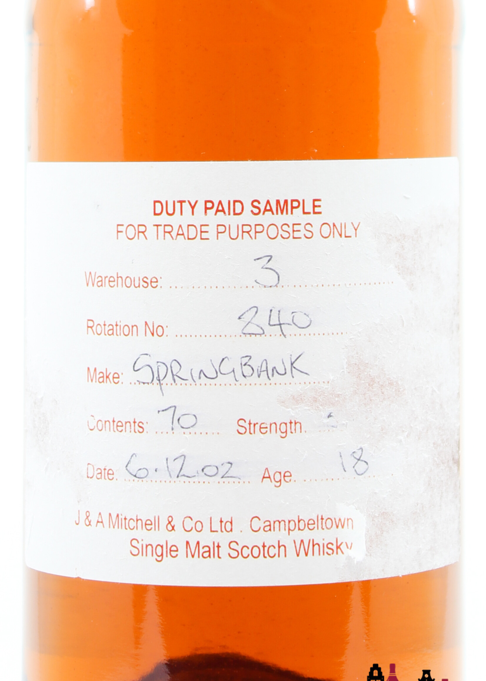 Springbank Springbank 18 Years Old 2002 2021 -  Duty Paid Sample - For Trade Purposes Only - Warehouse 3 - Rotation 840
