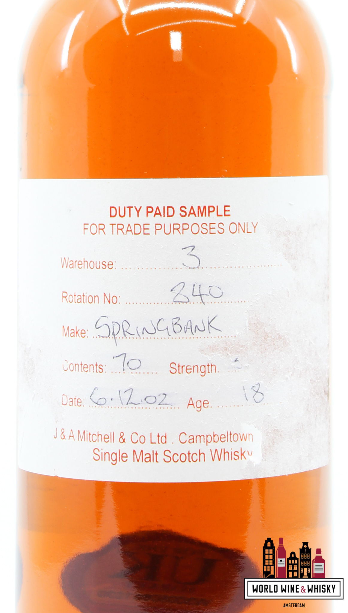 Springbank Springbank 18 Years Old 2002 2021 -  Duty Paid Sample - For Trade Purposes Only - Warehouse 3 - Rotation 840