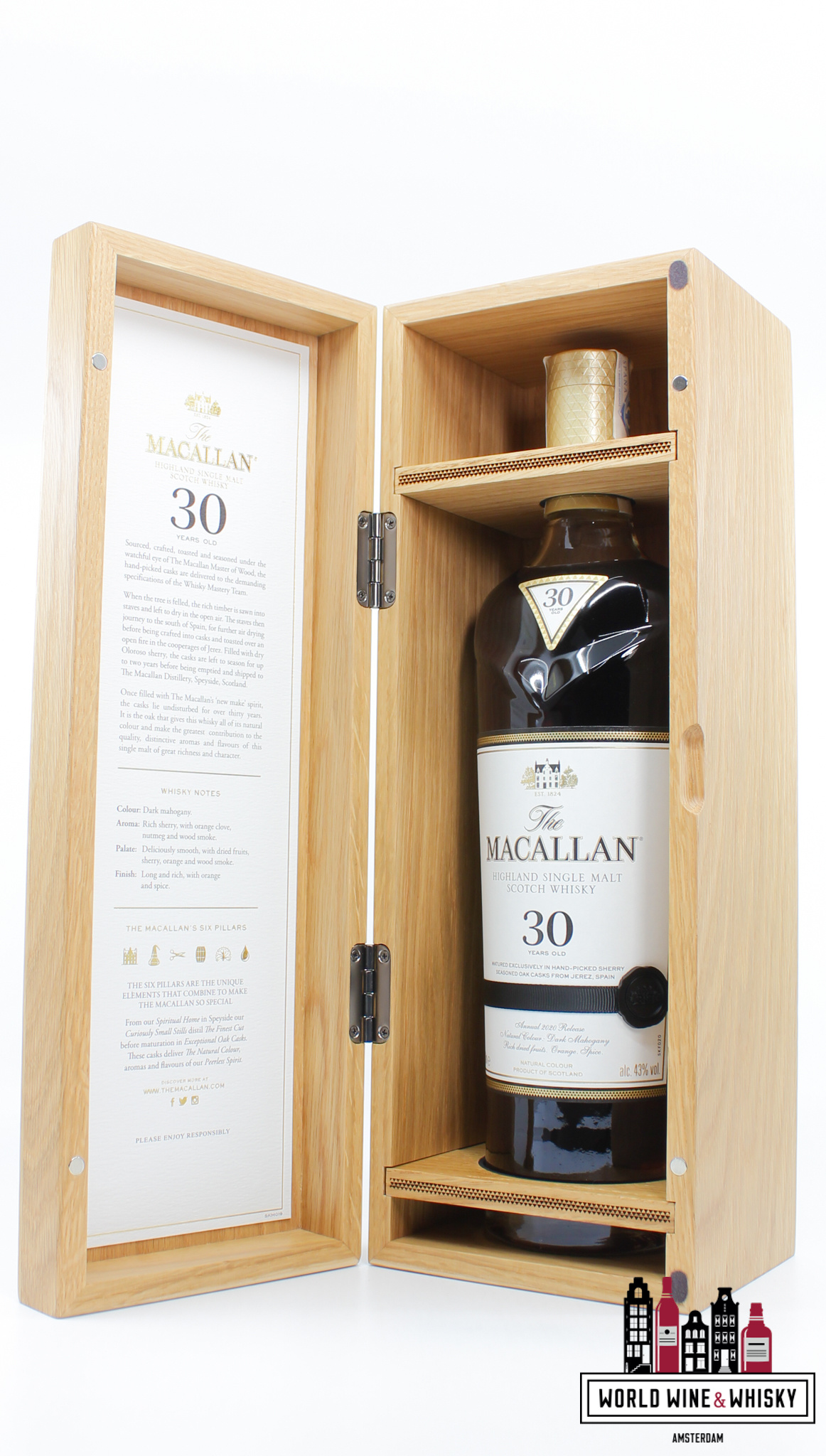 Macallan Macallan 30 Years Old 2020 Release - Sherry Oak Casks from Jerez 43% (in luxury wooden case)