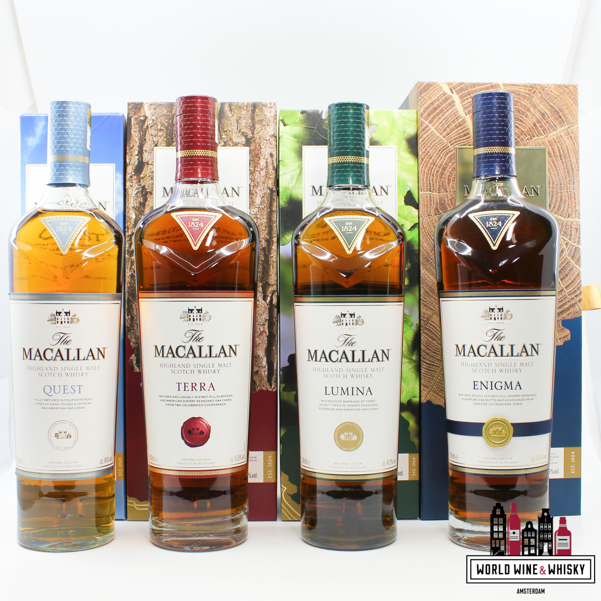 The Macallan Macallan Quest Collection Set 2017: Quest, Terra, Lumina & Enigma - Travel Retail Exclusive (full set of 4 bottles)