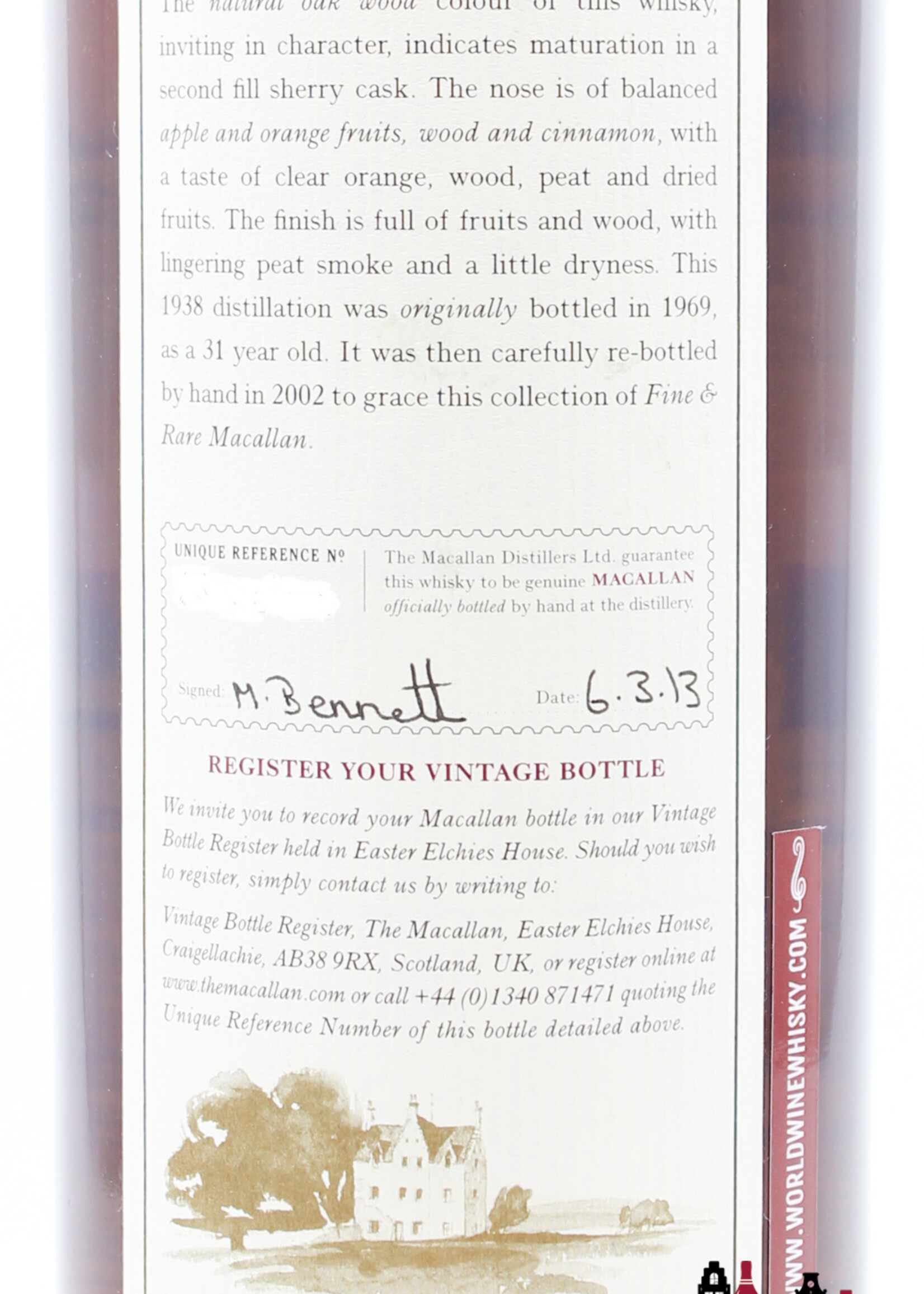 The Macallan Macallan 31 Years Old 1938 1969 - Fine & Rare (Re-Bottled 2002) 43% (in luxury wooden case)