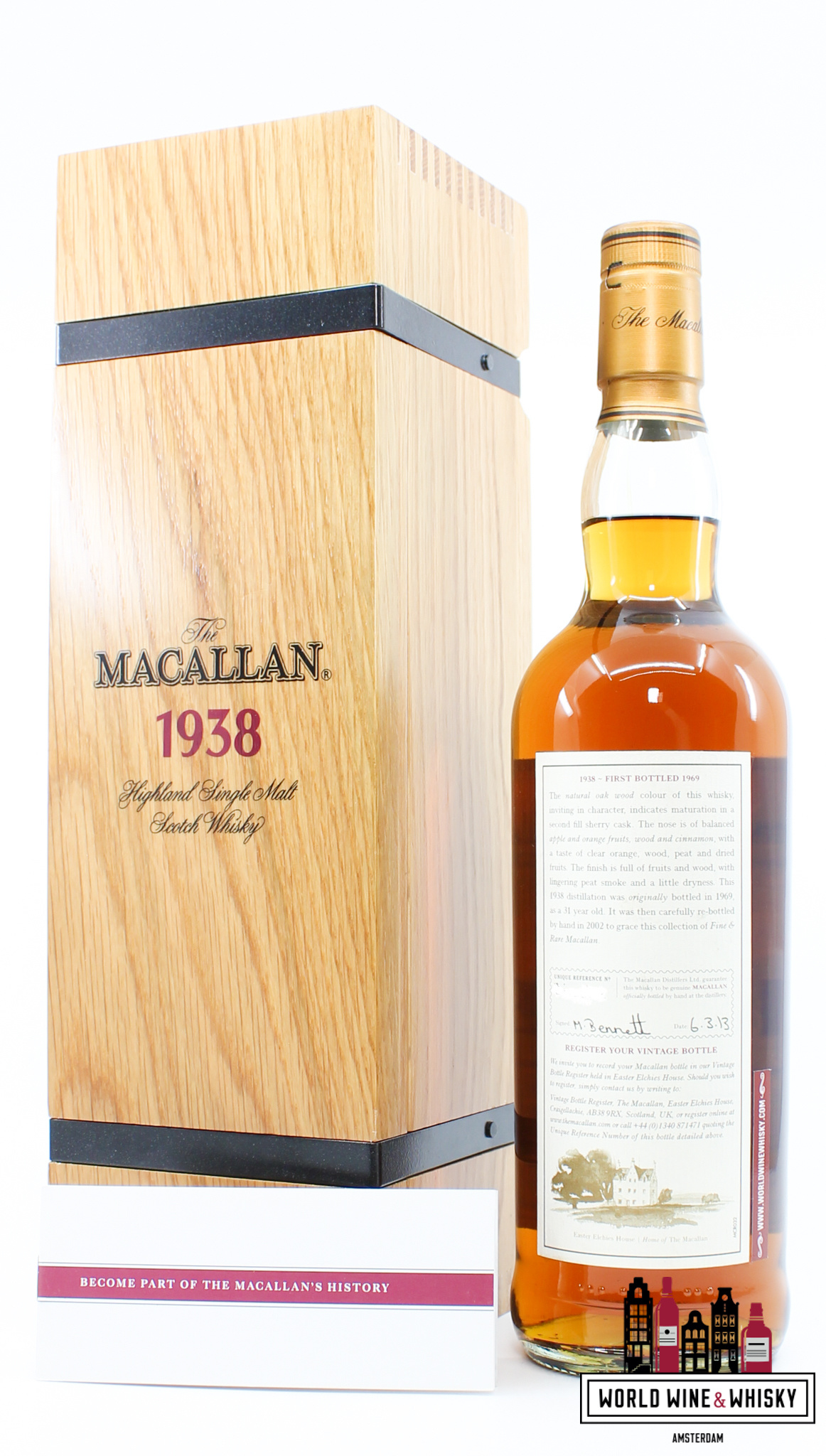 Macallan Macallan 31 Years Old 1938 1969 - Fine & Rare (Re-Bottled 2002) 43% (in luxury wooden case)