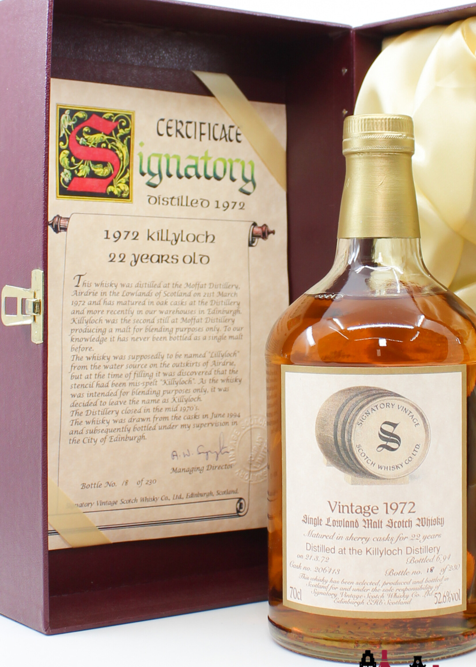 Killyloch Killyloch 22 Years Old 1972 1994 - Vintage Collection - Signatory Vintage - Cask 206413 52.6% (1 of 230)