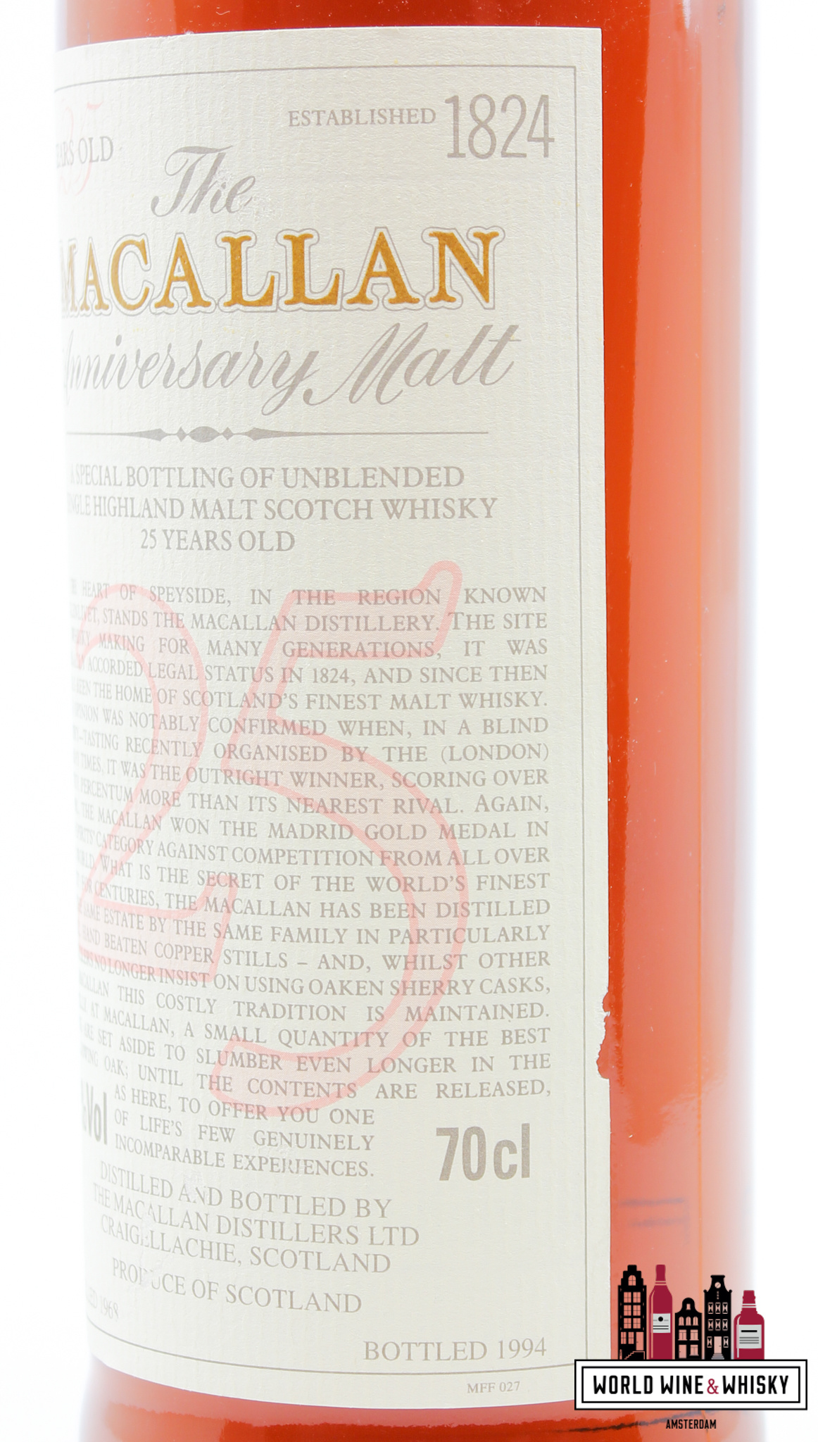 Macallan Macallan 25 Years Old 1968 1994 - The Anniversary Malt 43% 700ml (in OWC)