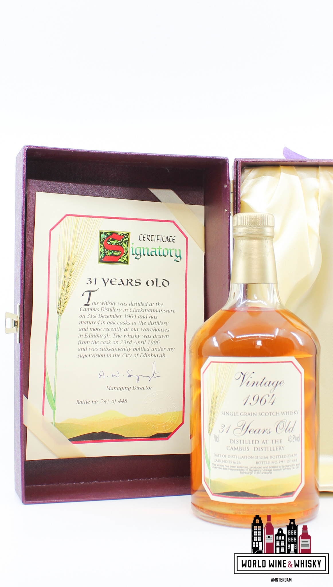 Cambus Cambus 31 Years Old 1964 1996 - Vintage Collection - Signatory Vintage - Cask 25+26 43.8% (1 of 448)