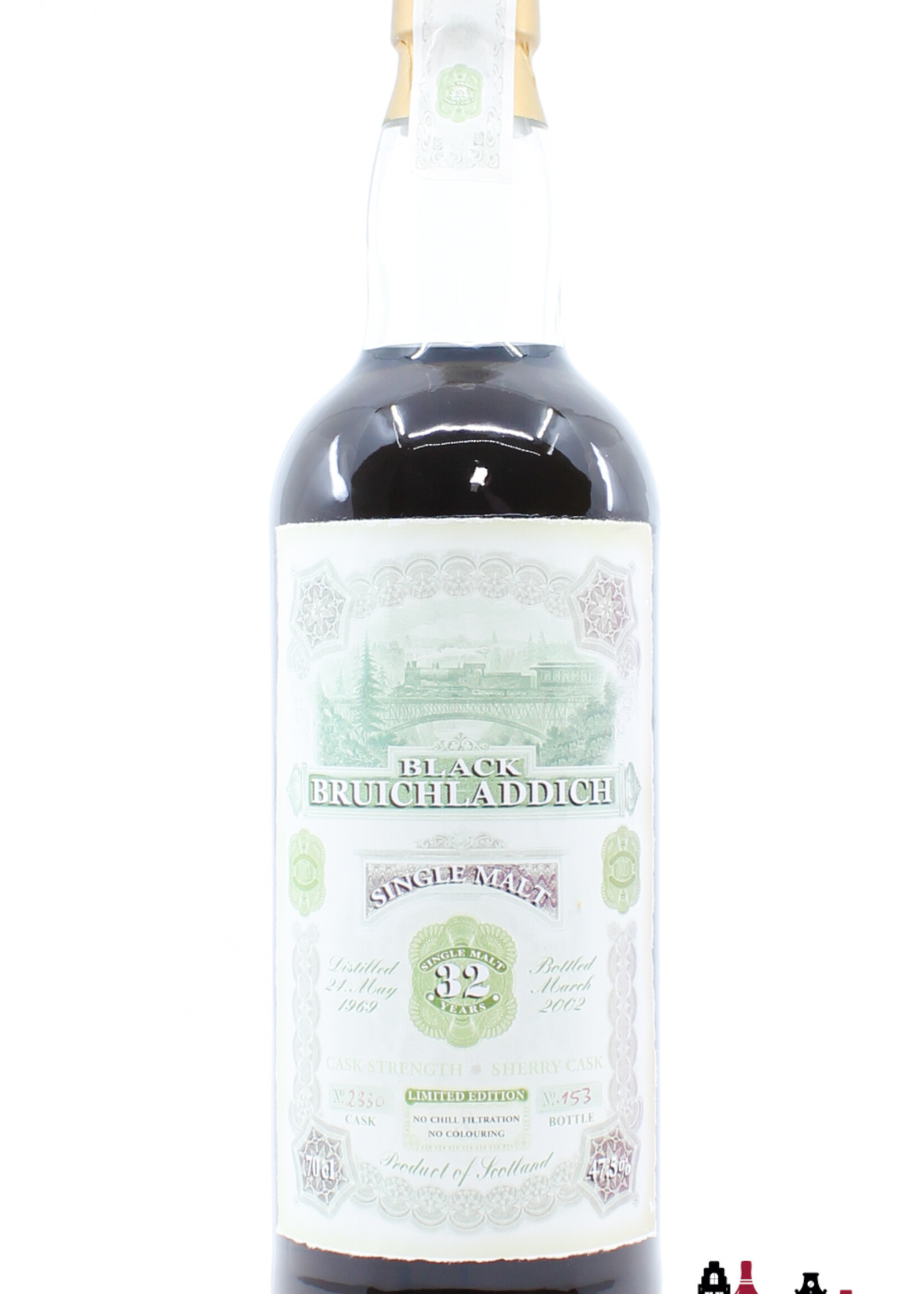 Bruichladdich Bruichladdich 32 Years Old 1969 2002 - Black Old Train Line - Cask 2330 - Jack Wiebers Whisky World 47.5%