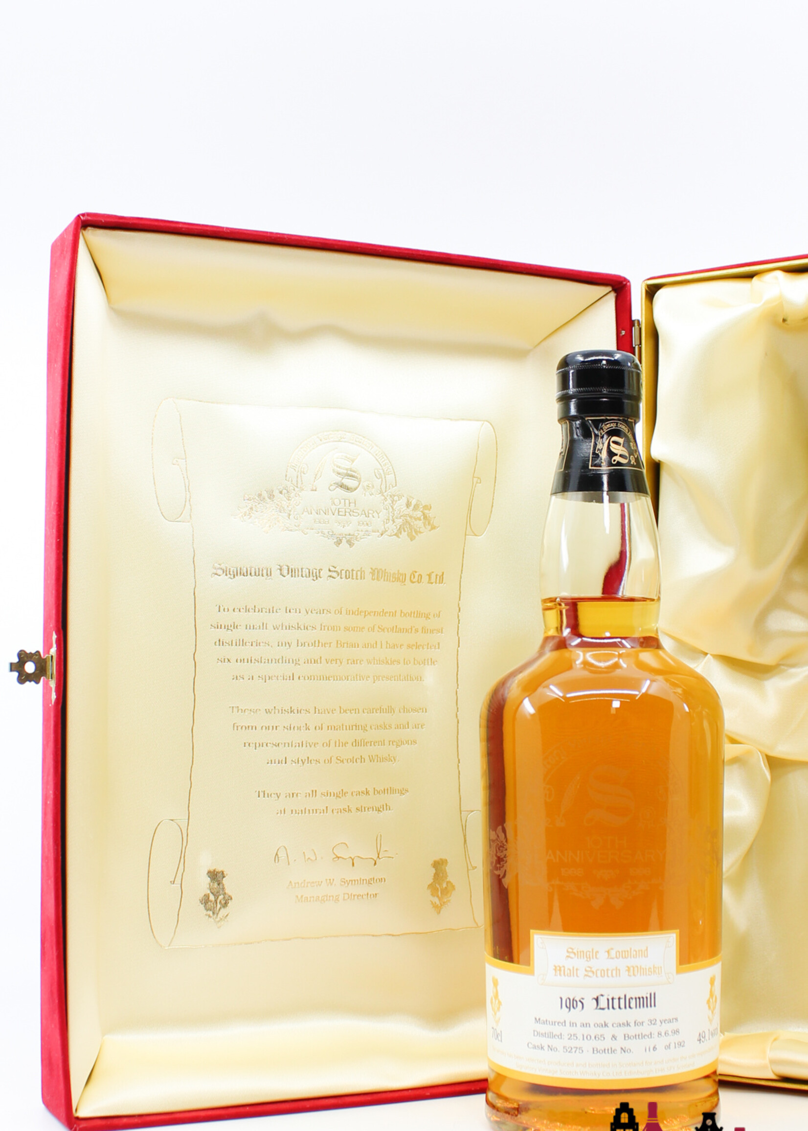 Littlemill Littlemill 32 Years Old 1965 1998 - 10th Anniversary - Signatory Vintage - Cask 5275 49.1% (1 of 192)