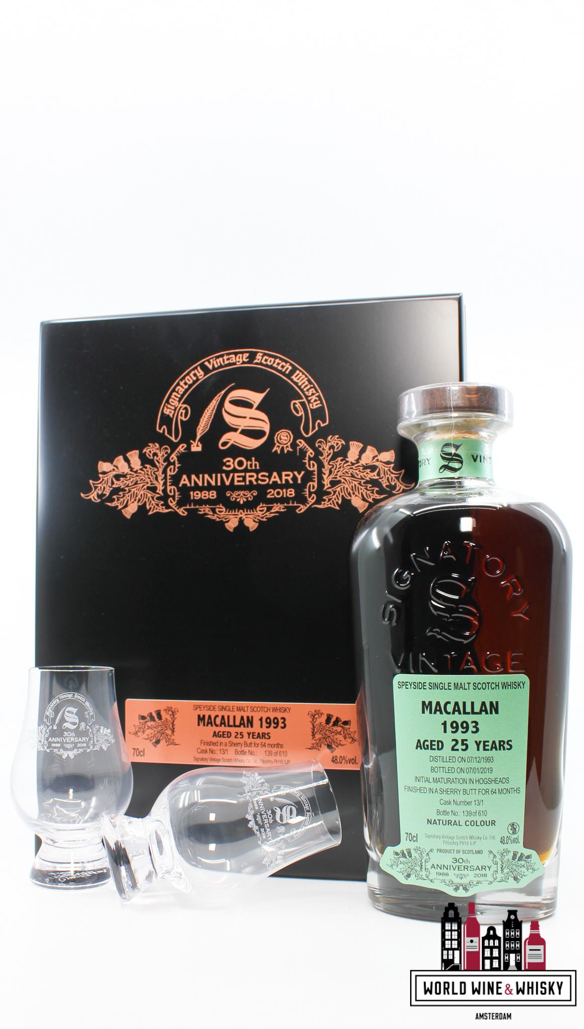 Macallan Macallan 25 Years Old 1993 2019 - 30th Anniversary - Signatory Vintage - Cask 13/1 48% (1 of 610)