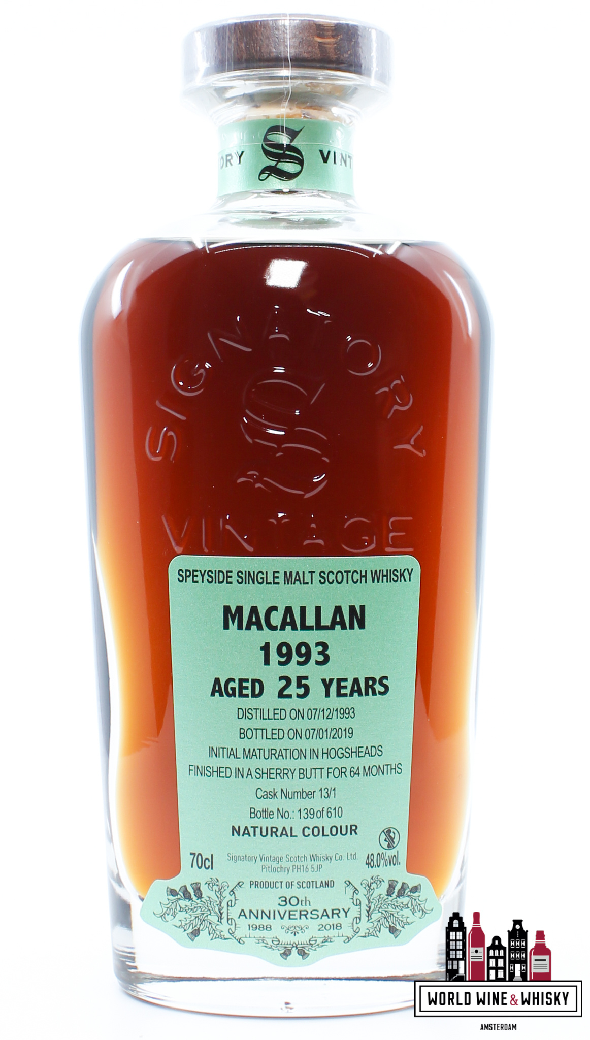 The Macallan Macallan 25 Years Old 1993 2019 - 30th Anniversary - Signatory Vintage - Cask 13/1 48% (1 of 610)