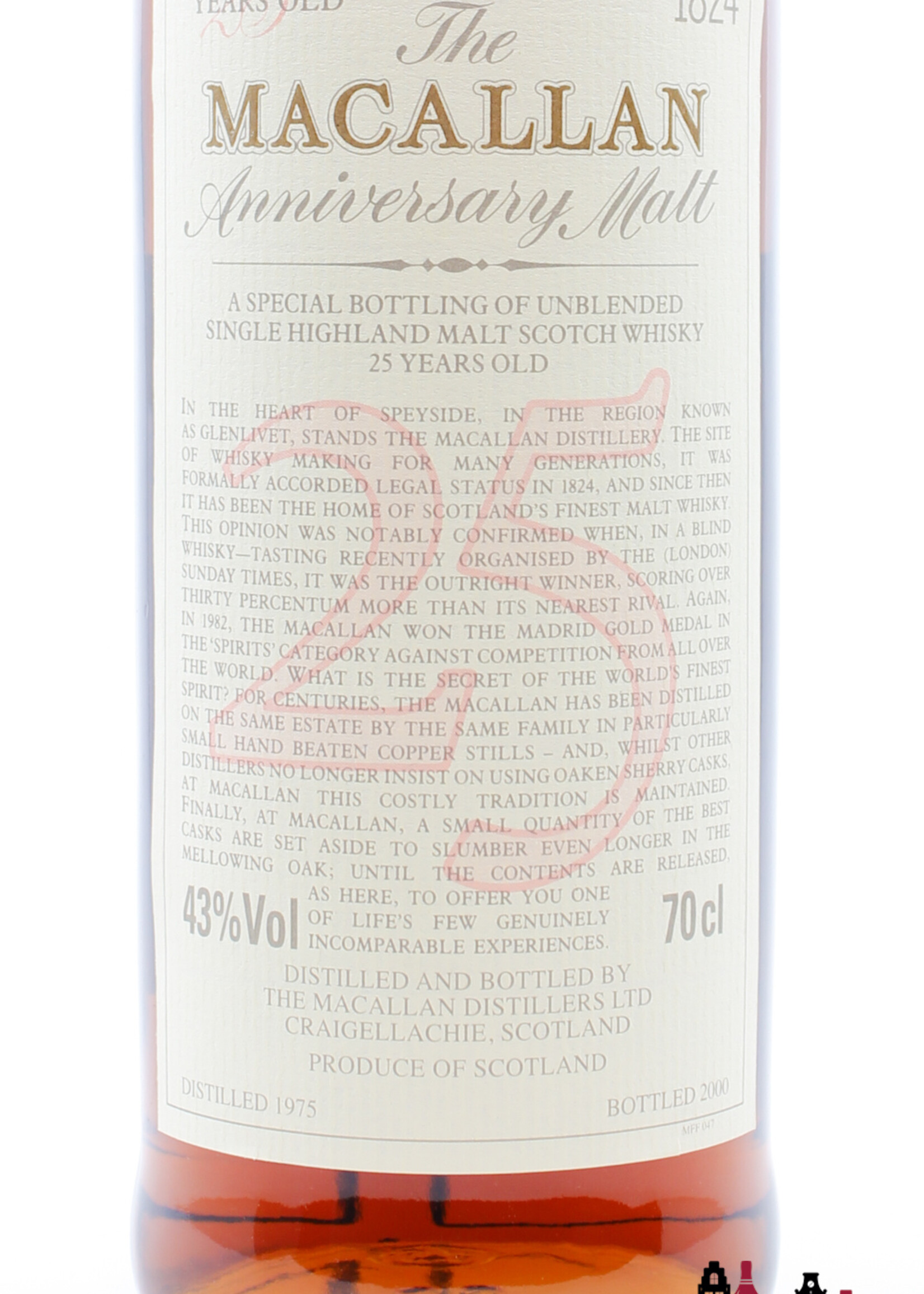 The Macallan Macallan 25 Years Old 1975 2000 - The Anniversary Malt 43% 700ml (in OWC)