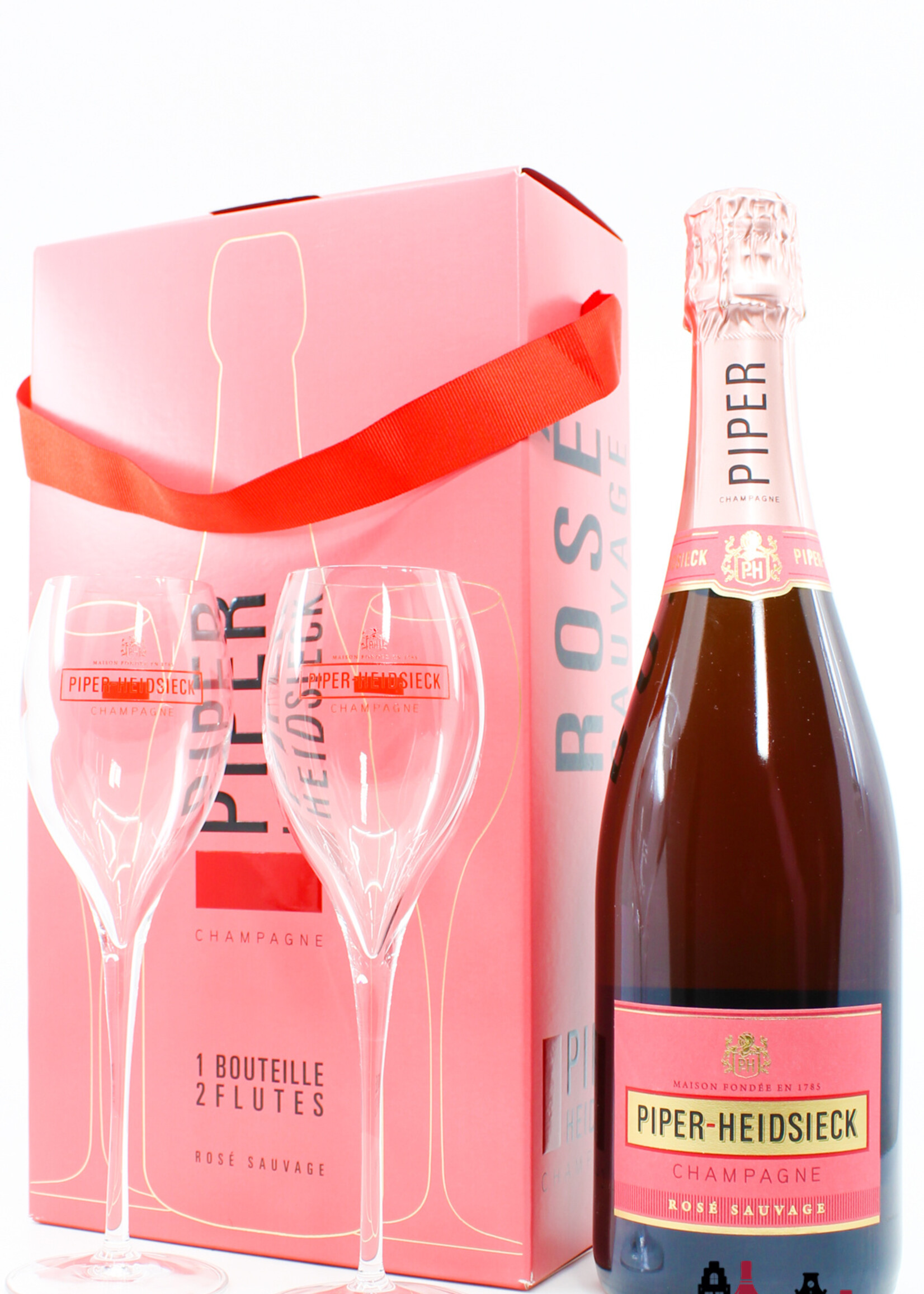 Piper-Heidsieck Piper-Heidsieck Champagne Brut Rosé Sauvage - in giftpack with two flutes glases