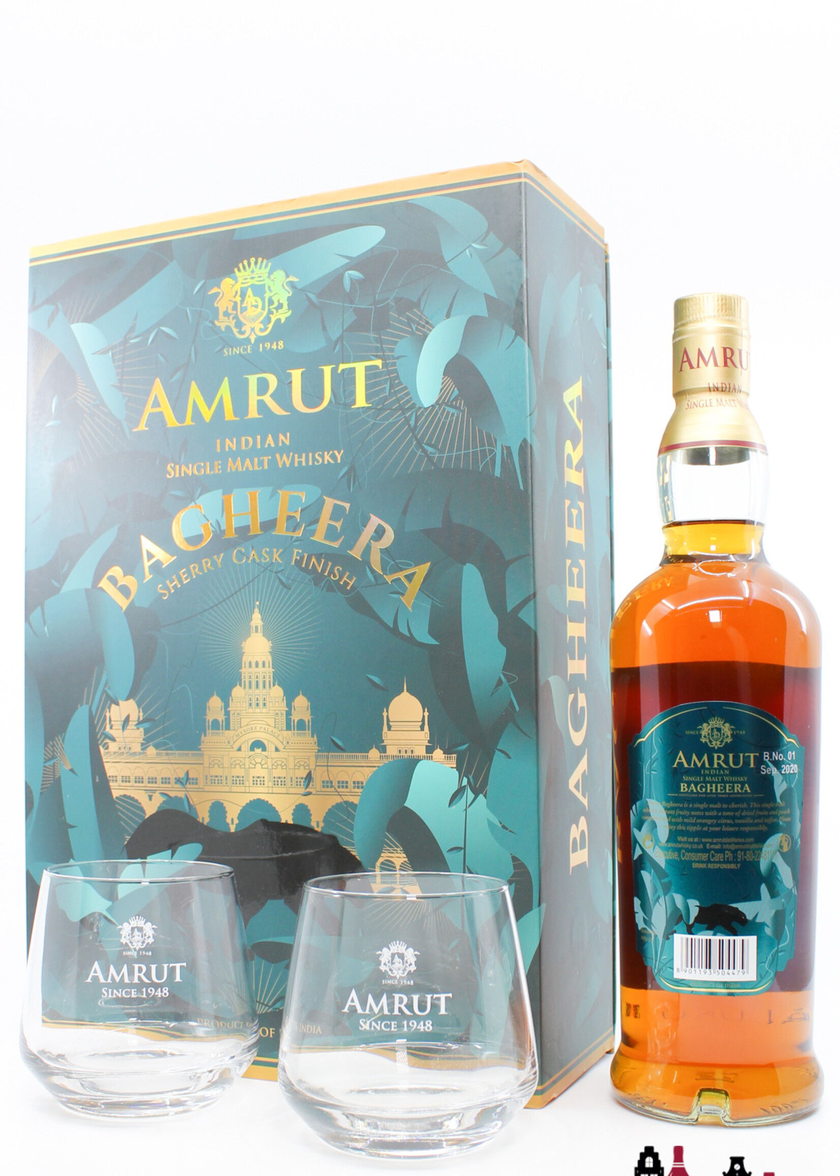 Amrut Amrut 2020 - Bagheera - Sherry Cask Finish - Batch No. 1 46% (giftset incl. two glasses)