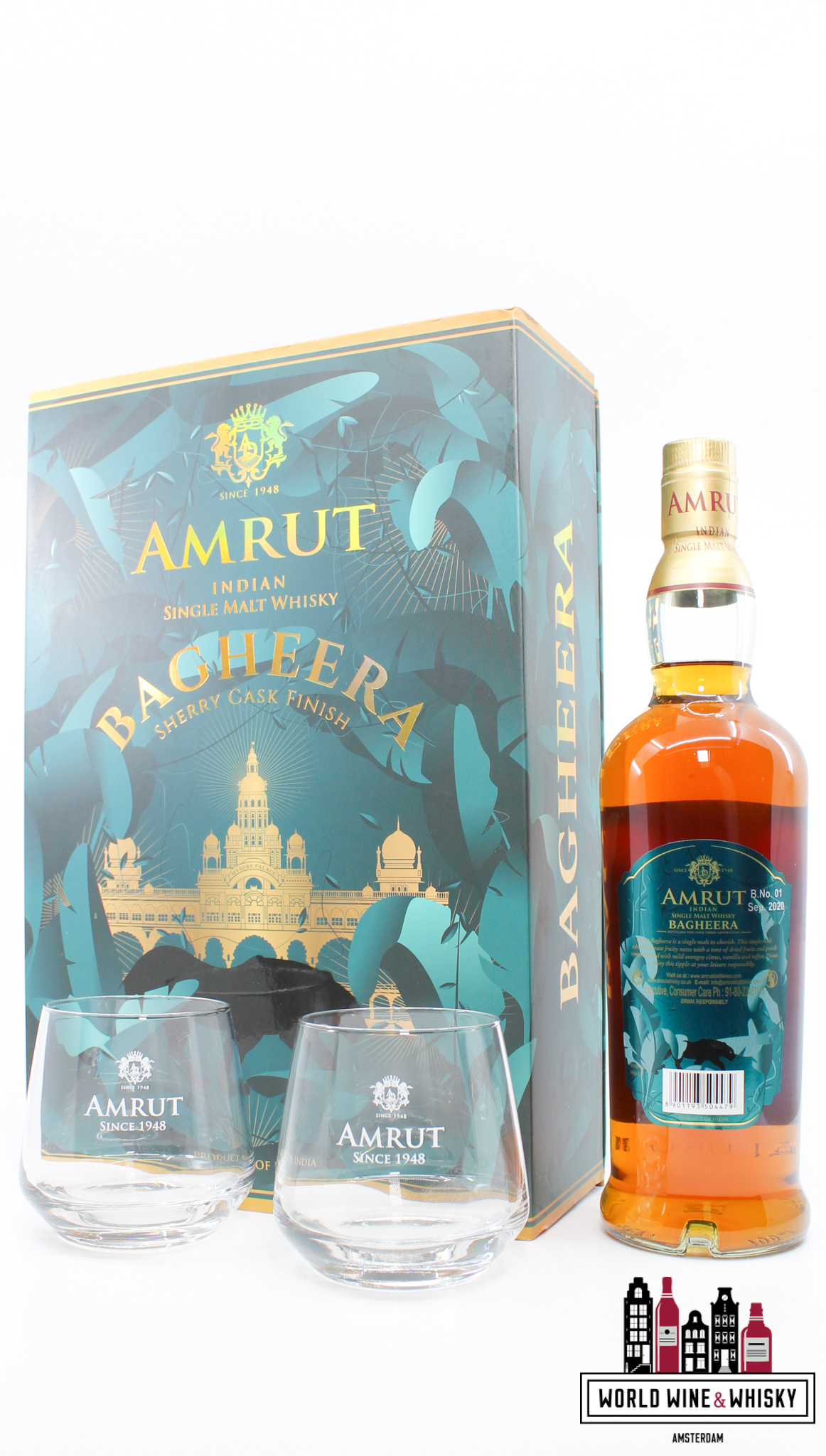 Amrut Amrut 2020 - Bagheera - Sherry Cask Finish - Batch No. 1 46% (giftset incl. two glasses)