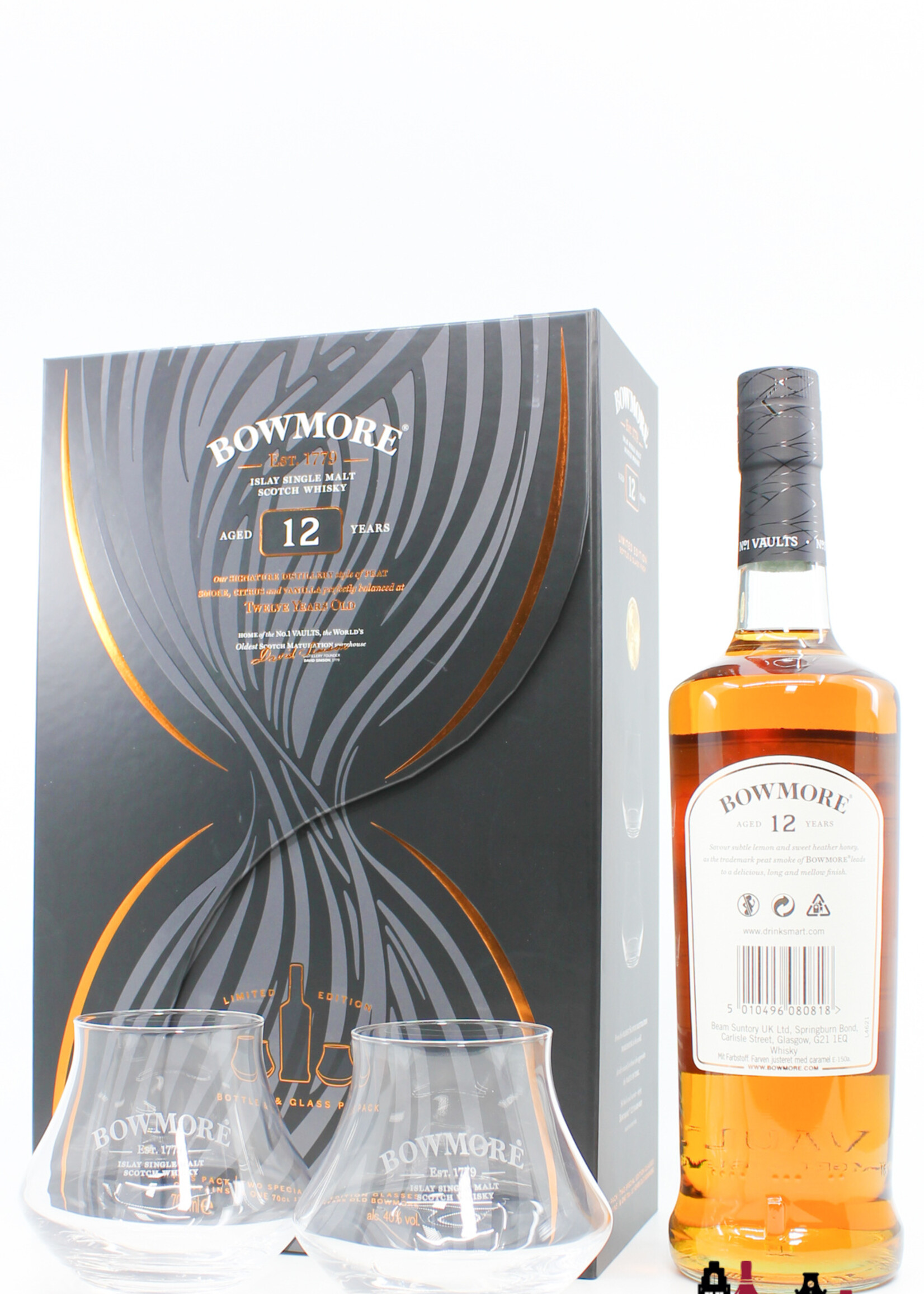 Bowmore Bowmore 12 Years Old - Giftpack / Giftbox incl. two special edition glasses 40%