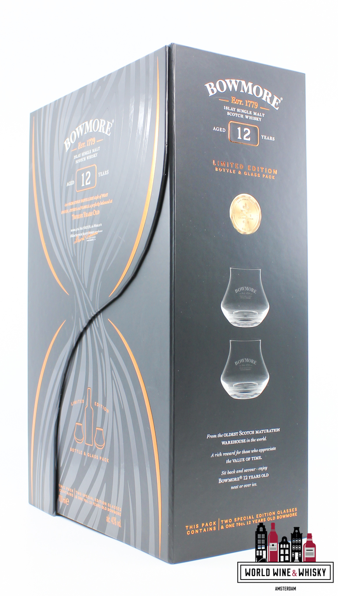 Bowmore Bowmore 12 Years Old - Giftpack / Giftbox incl. two special edition glasses 40%