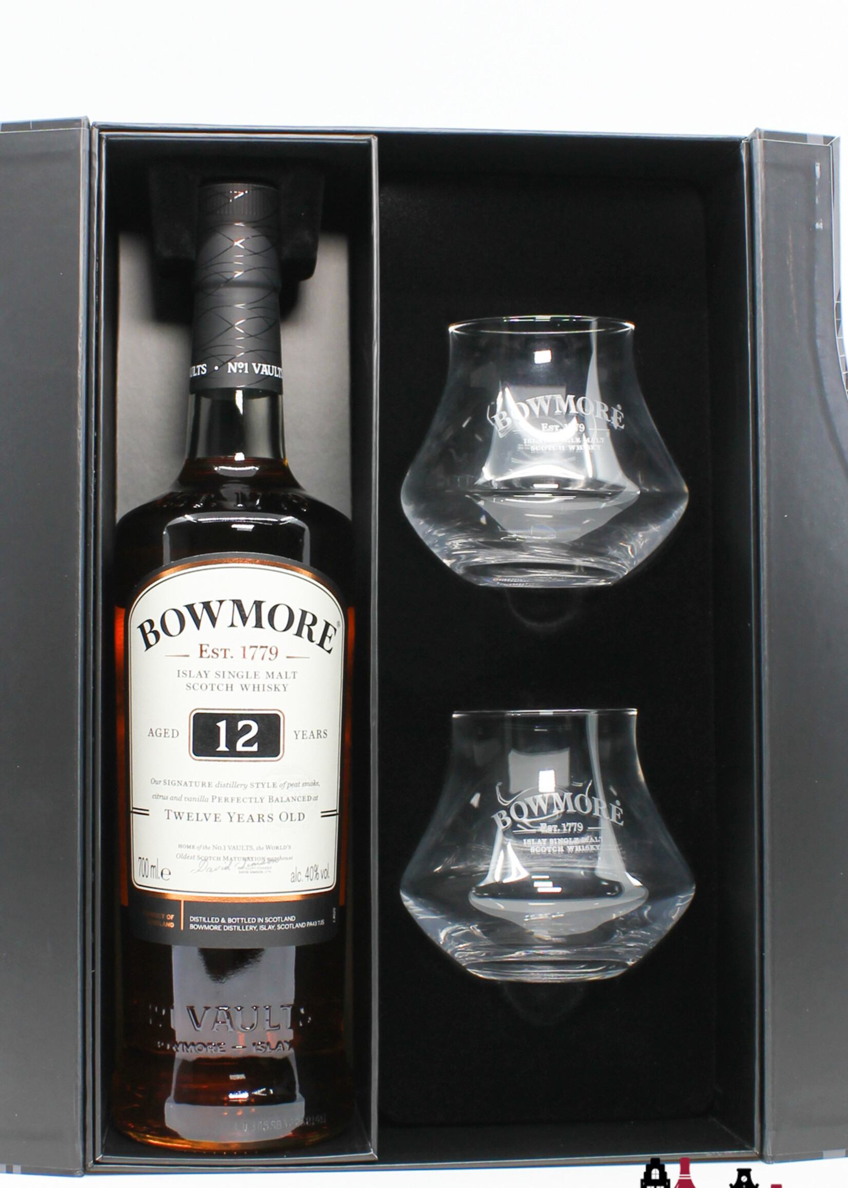 Bowmore Bowmore 12 Years Old - Giftpack / Giftbox incl. two special edition glasses 40%