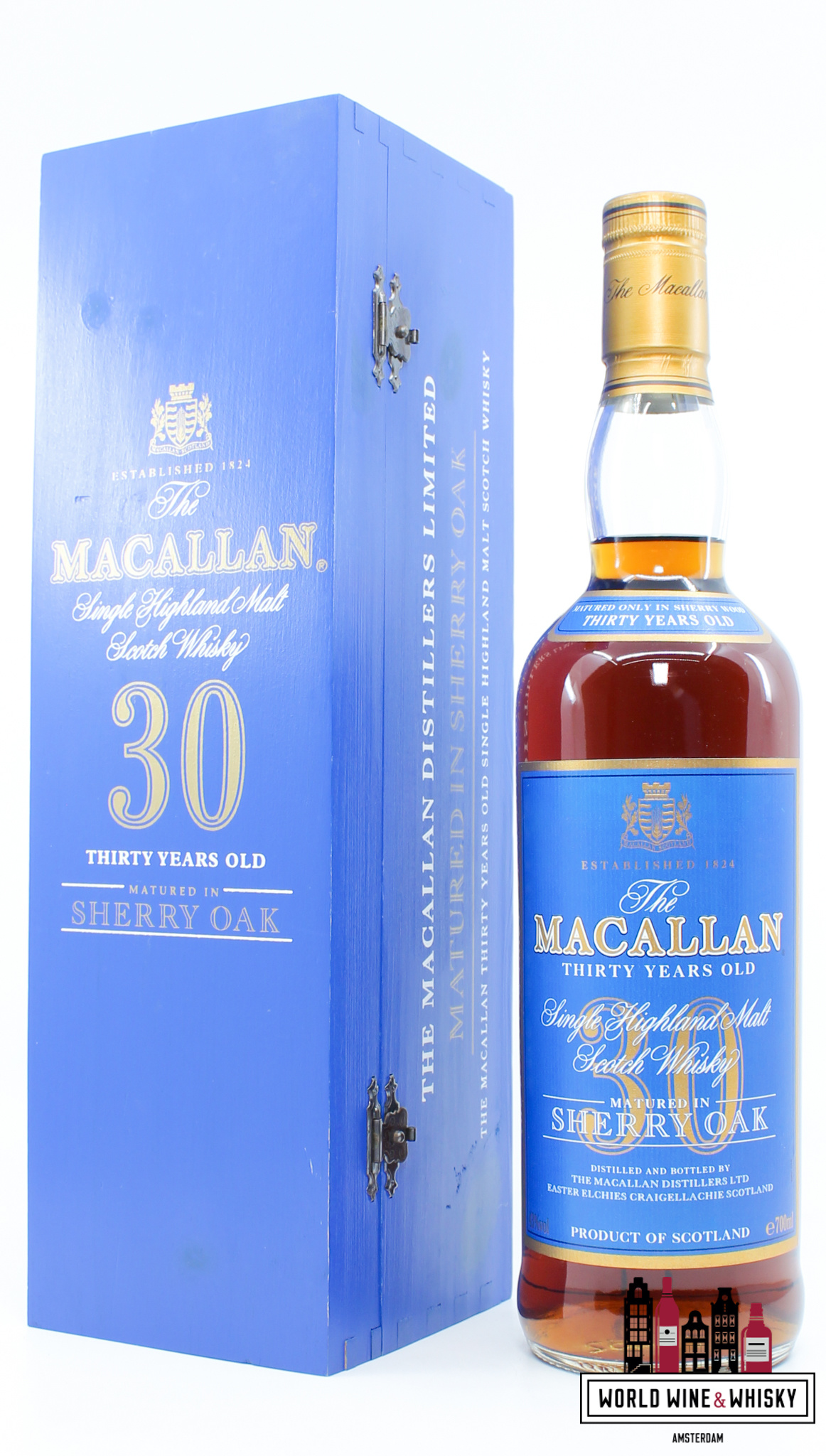 Macallan Macallan 30 Years Old - Sherry Oak - Blue Label 43% (in wooden case)