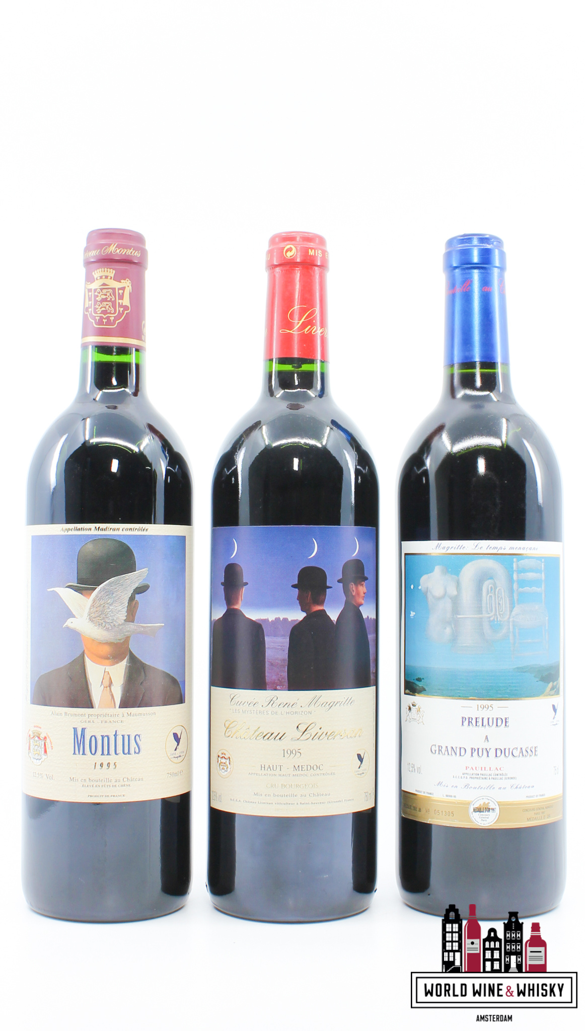 Château Grand-Puy Ducasse René Magritte 1995: 2x Chateau Montus 1995, 2x Chateau Liversan 1995 & 2x Prélude à Grand Puy Ducasse 1995 (6 bottles in OWC)