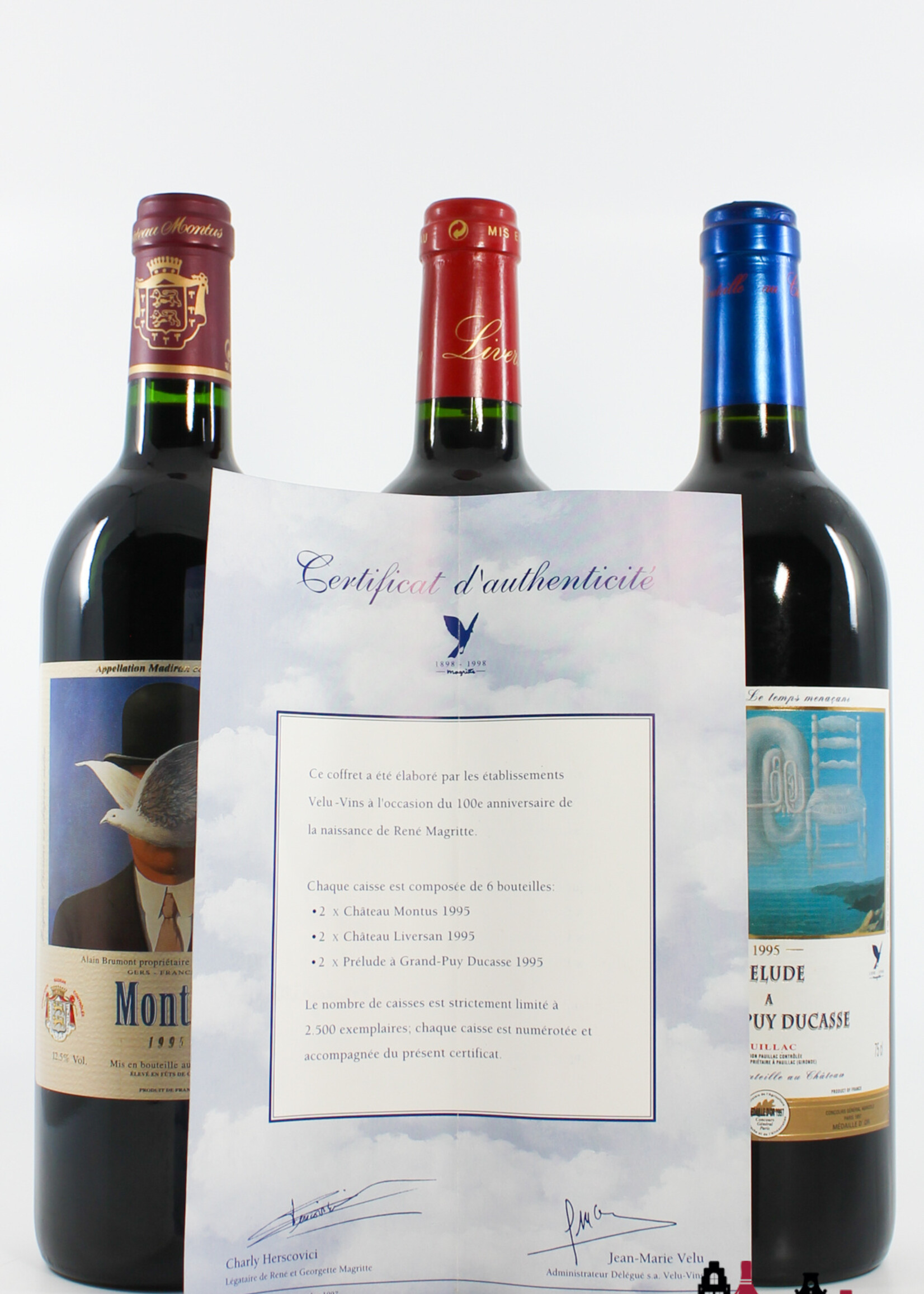 Château Grand-Puy Ducasse René Magritte 1995: 2x Chateau Montus 1995, 2x Chateau Liversan 1995 & 2x Prélude à Grand Puy Ducasse 1995 (6 bottles in OWC)
