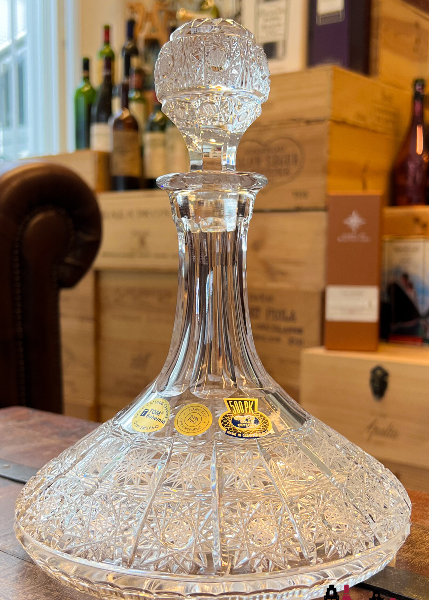 Crystal Decanter Luxe Kristal whisky scheepskaraf incl. stopper (handgemaakt & handgeslepen)