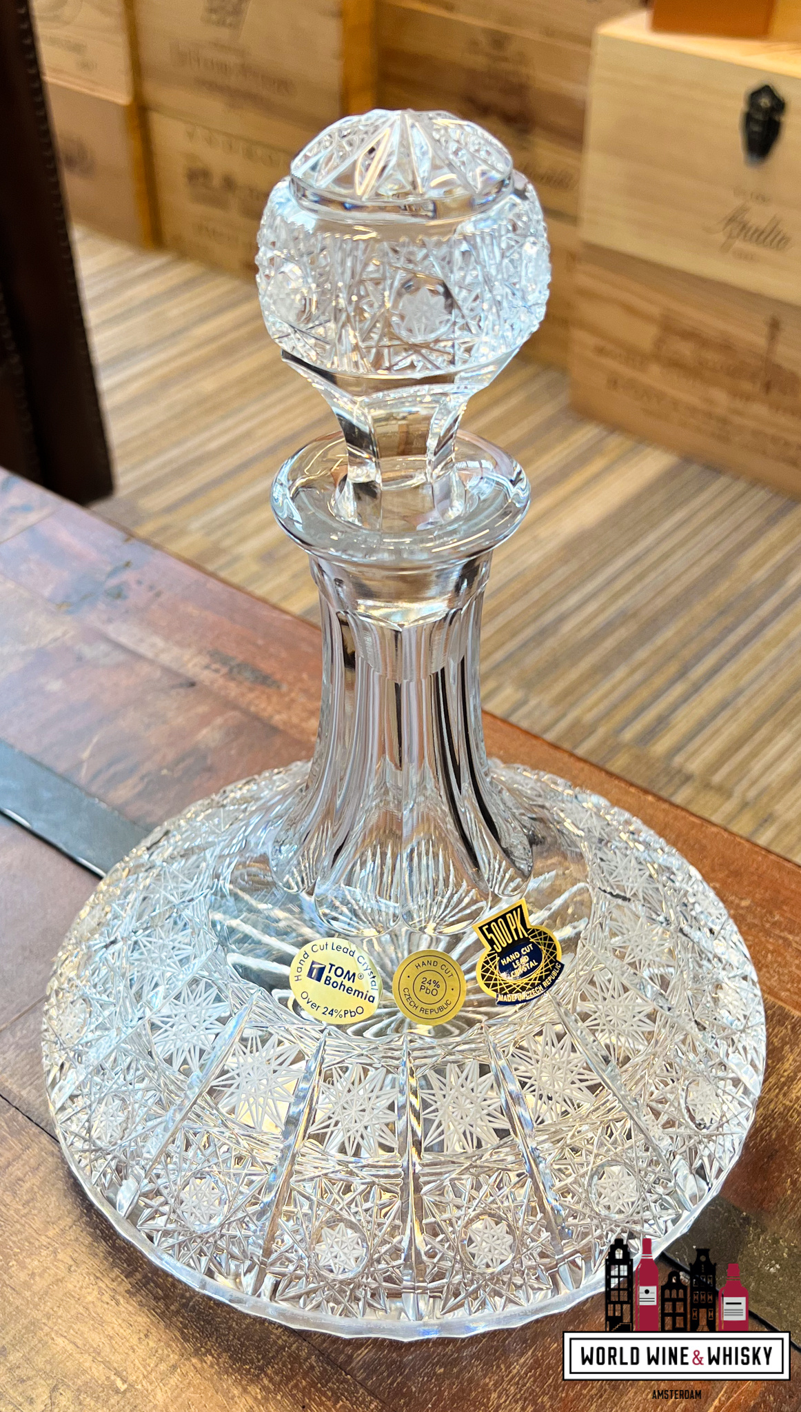 Crystal Decanter Luxe Kristal whisky scheepskaraf incl. stopper (handgemaakt & handgeslepen)