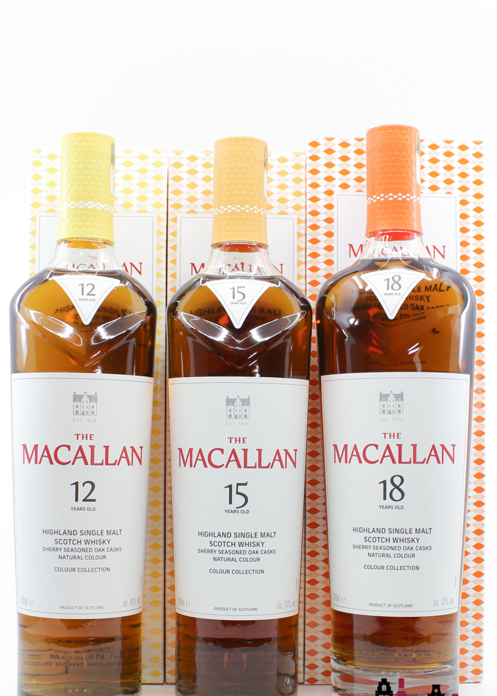 The Macallan Macallan 12, 15 and 18 Years Old 2023 - Colour Collection (set of three bottles)