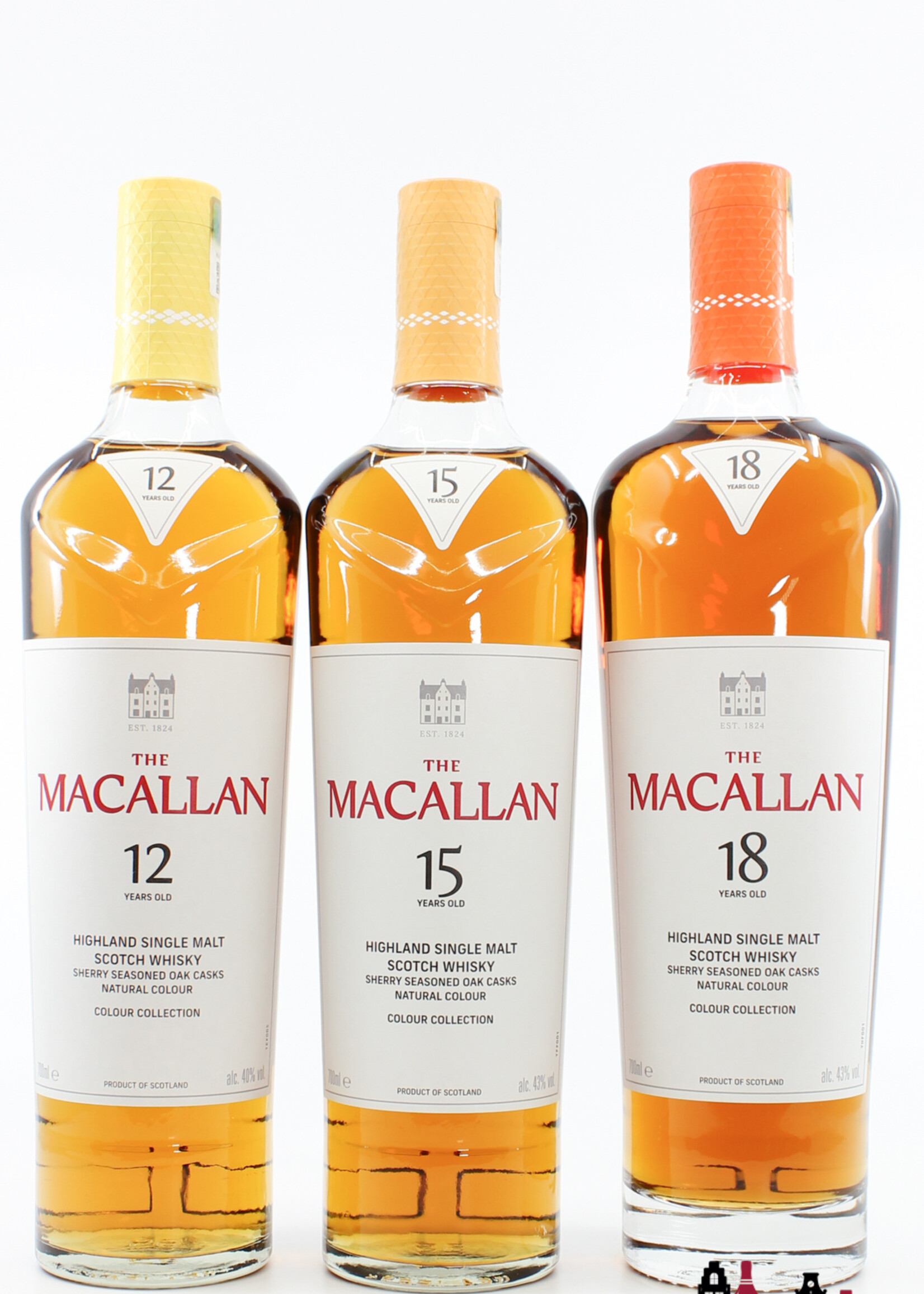 The Macallan Macallan 12, 15 and 18 Years Old 2023 - Colour Collection (set of three bottles)