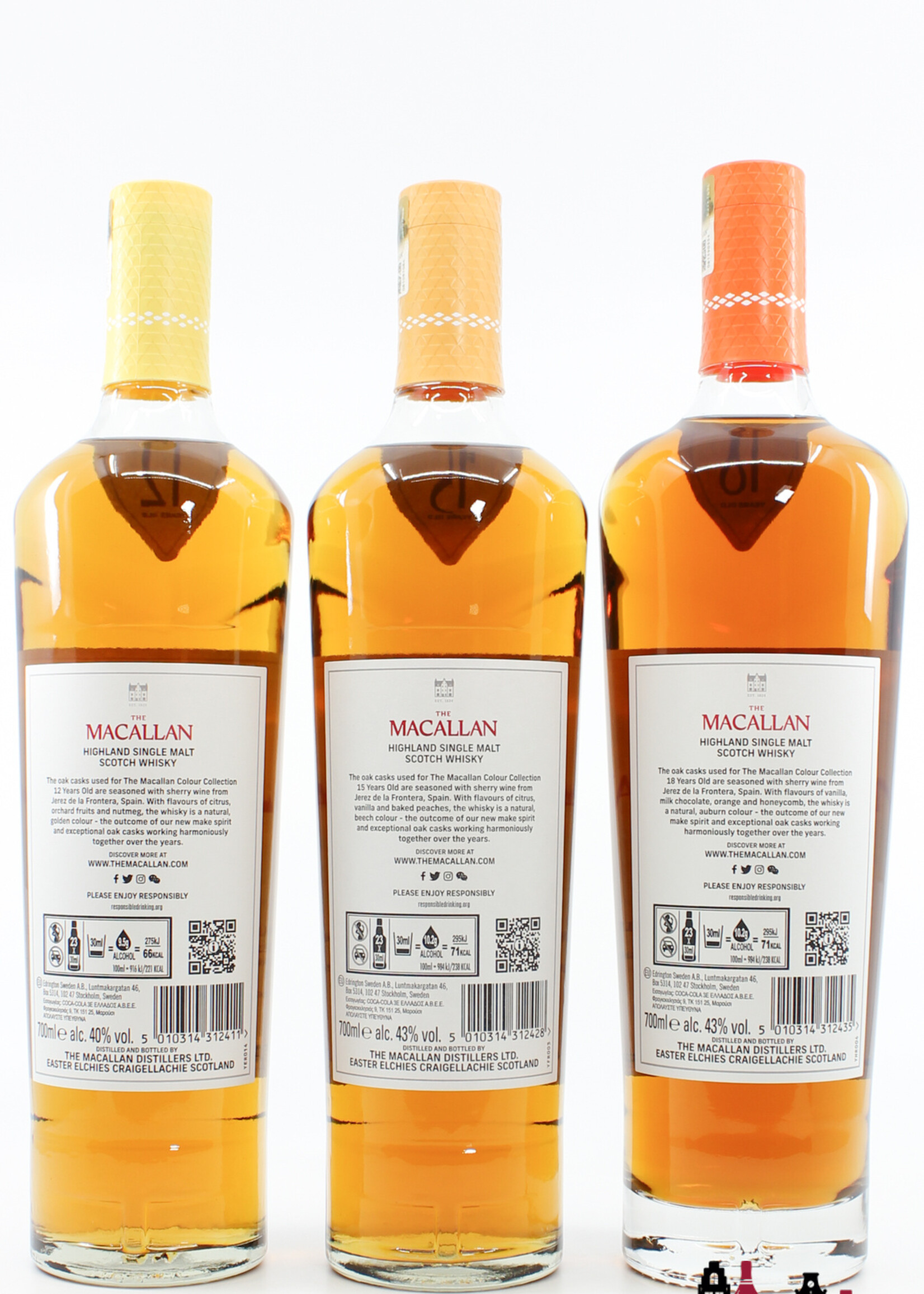 The Macallan Macallan 12, 15 and 18 Years Old 2023 - Colour Collection (set of three bottles)