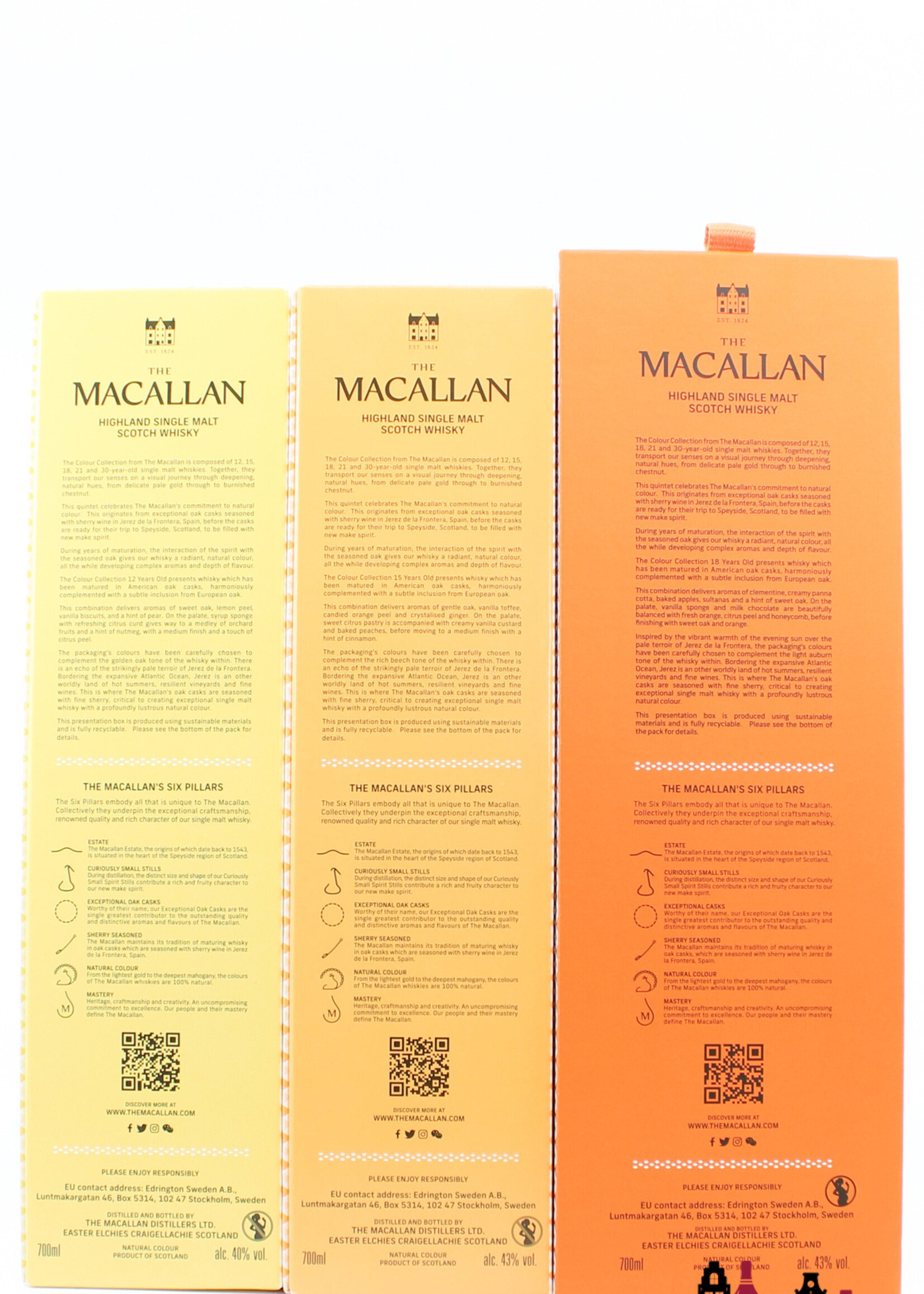 The Macallan Macallan 12, 15 and 18 Years Old 2023 - Colour Collection (set of three bottles)