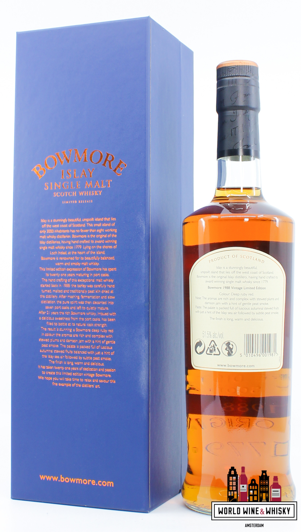 Bowmore Bowmore 21 Years Old 1988 2009 - Port Cask Matured - Limited Release 51.5% (1 of 7200)