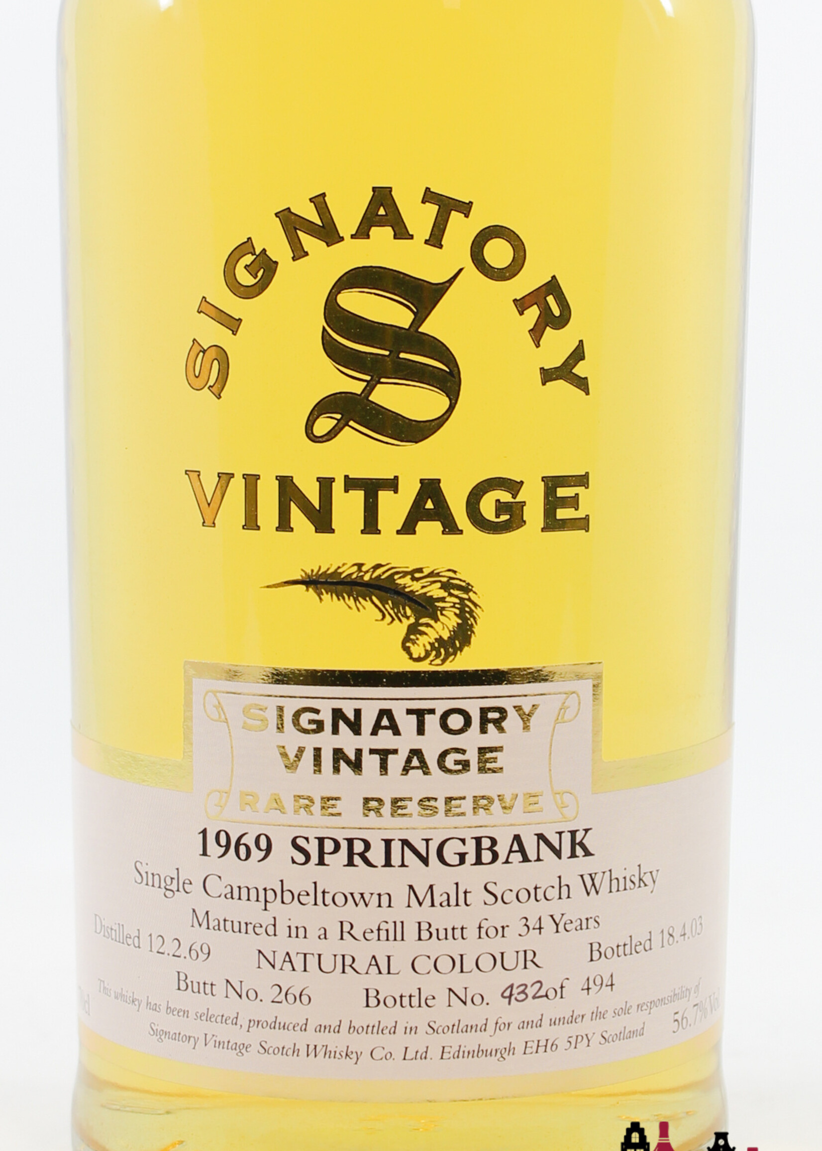 Springbank Springbank 34 Years Old 1969 2003 - Rare Reserve - Signatory Vintage - Cask 266 56.7% (1 of 494)