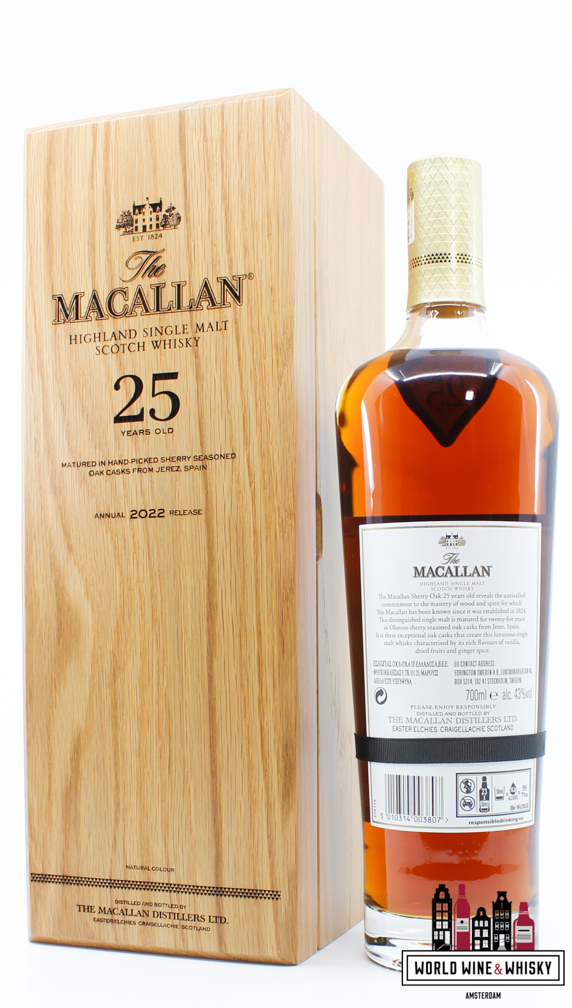 Macallan Macallan 25 Years Old 2022 - Sherry Oak Casks - Annual 2022 Release 43% (in luxury wooden case)