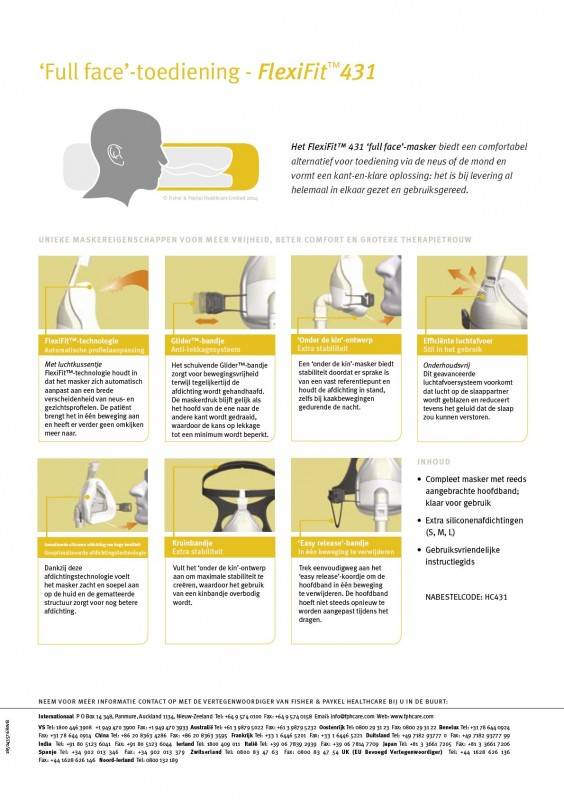 Fisher en Paykel Fisher & Paykel HC 431 Full face masker