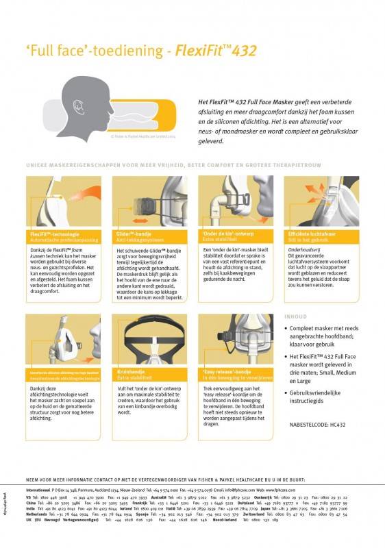 Fisher en Paykel Fisher & Paykel HC 432 Full face masker