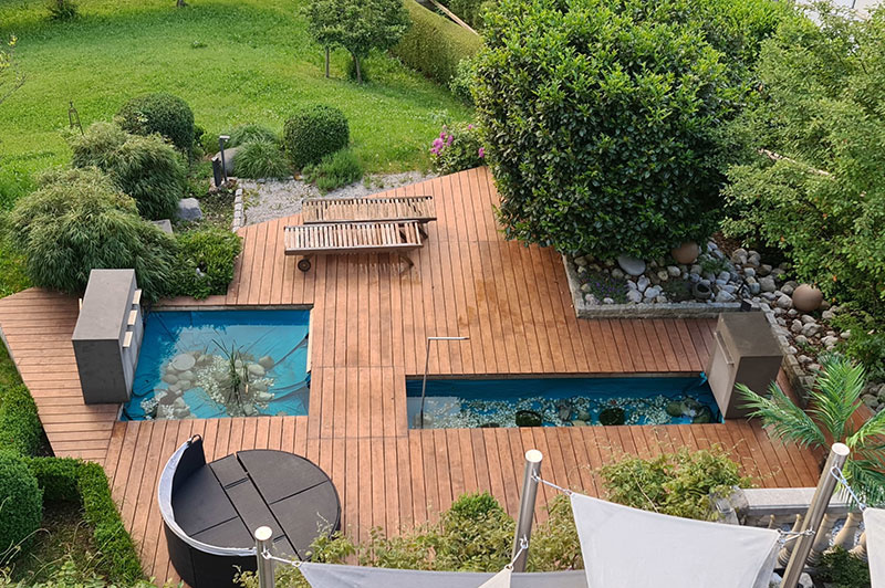 Accoya houten vlonder behandelen met olie Accoya houten vlonder behandelen met olie